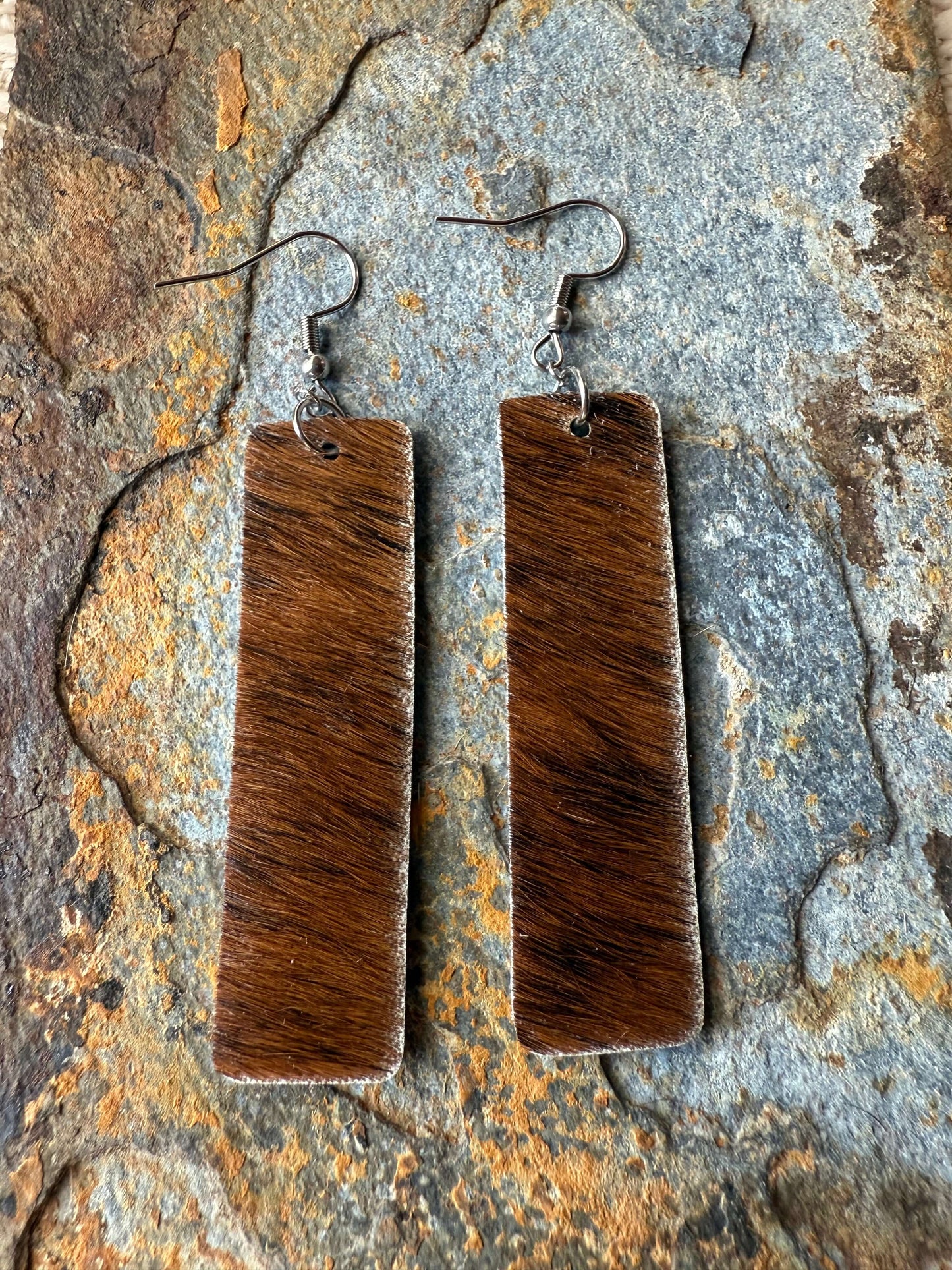 Cowhide Medium Bar Earrings