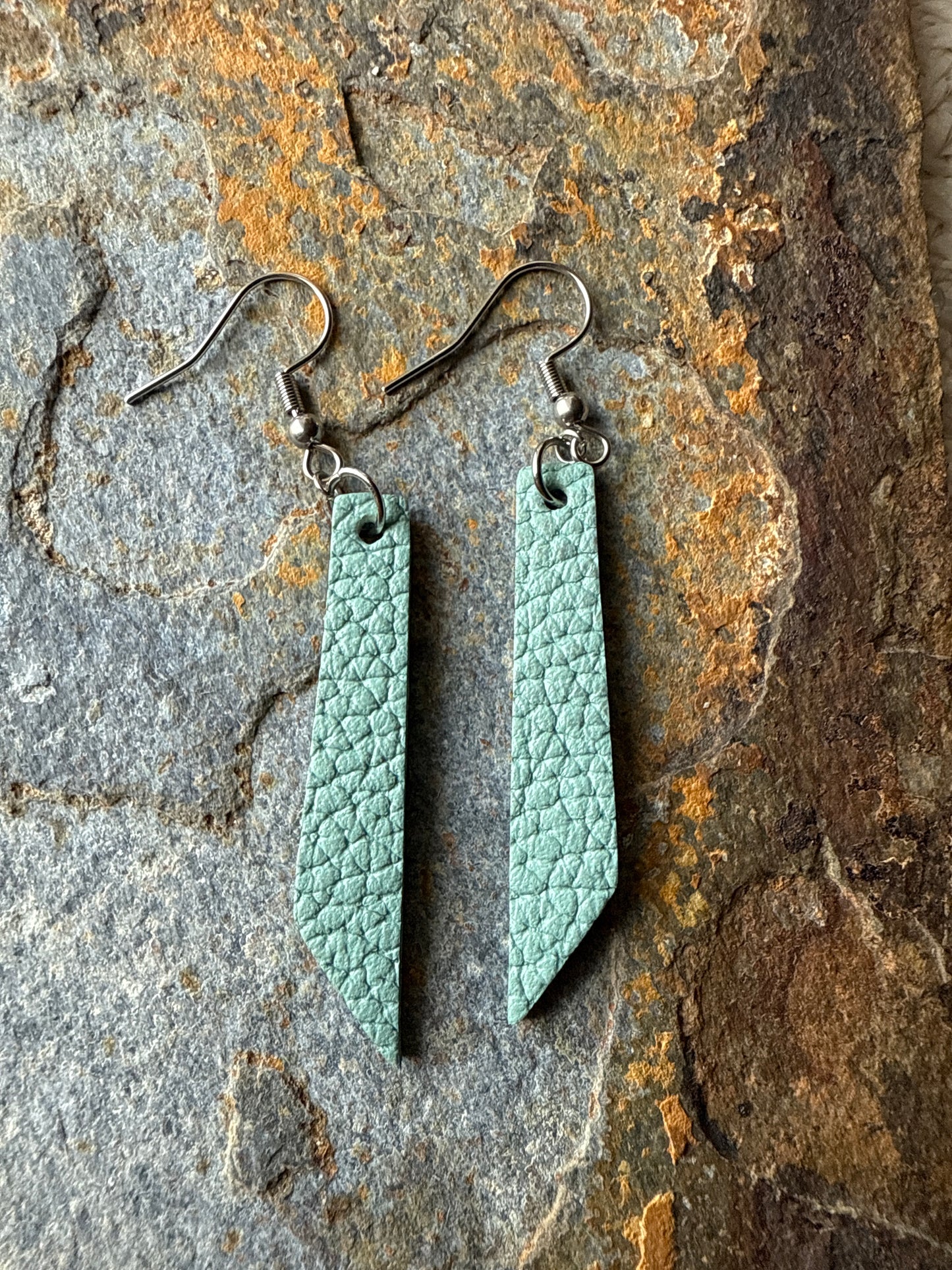 Leather Pointed Bar Earrings