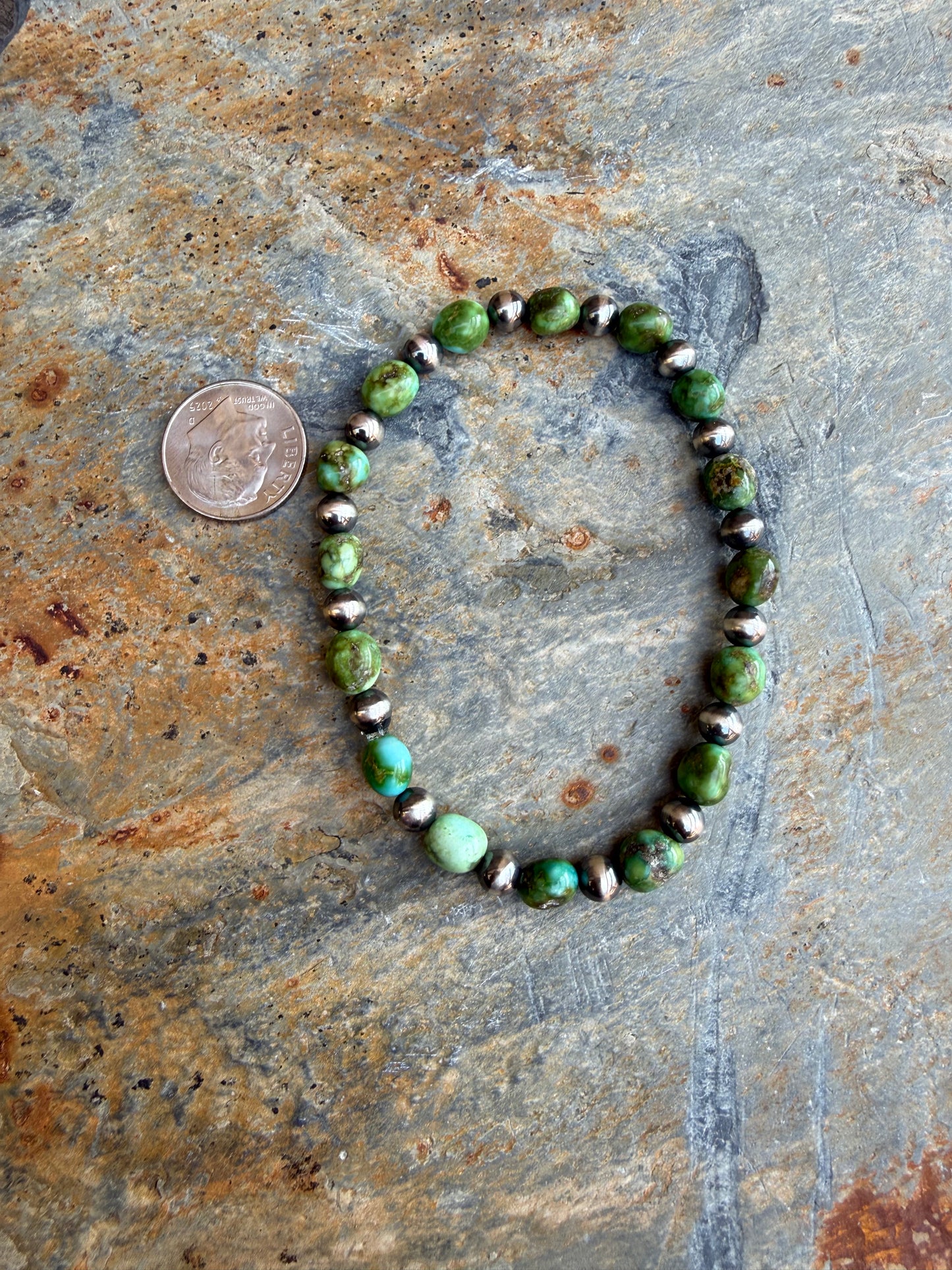 Sonoran Gold Turquoise Nugget Bead Sterling Silver Pearl Bracelet