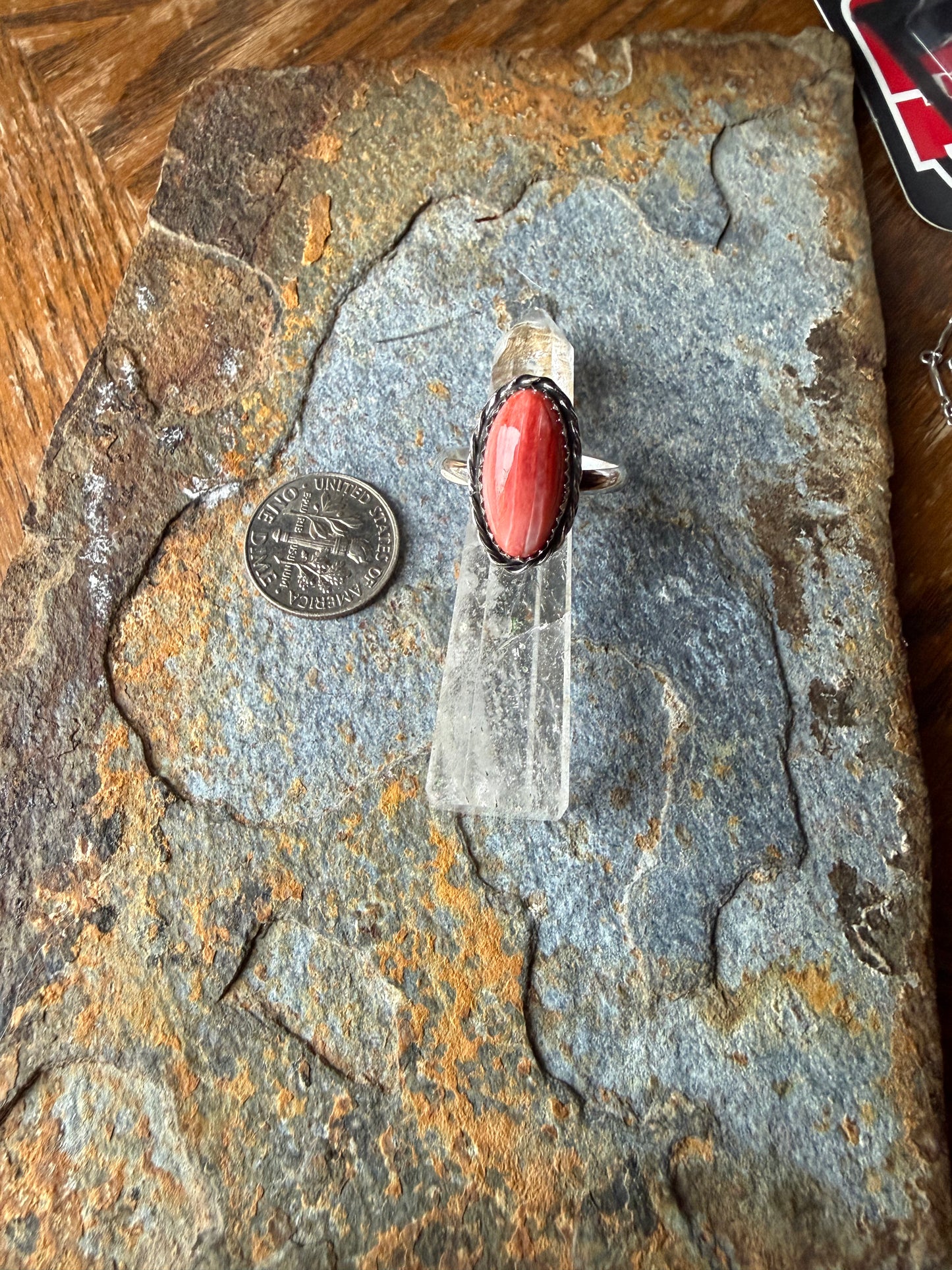 Red Spiny Oyster Sterling Silver Ring