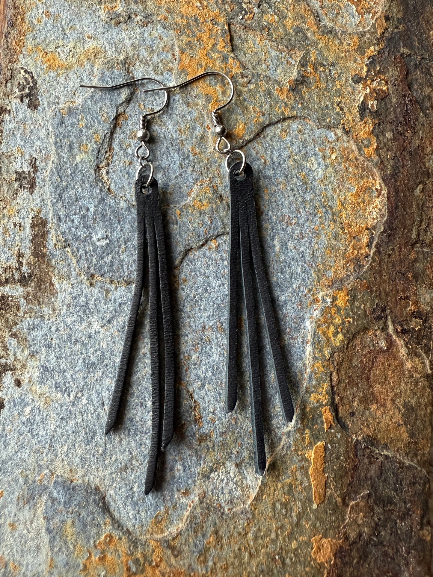 Leather Tiny Fringe Earrings
