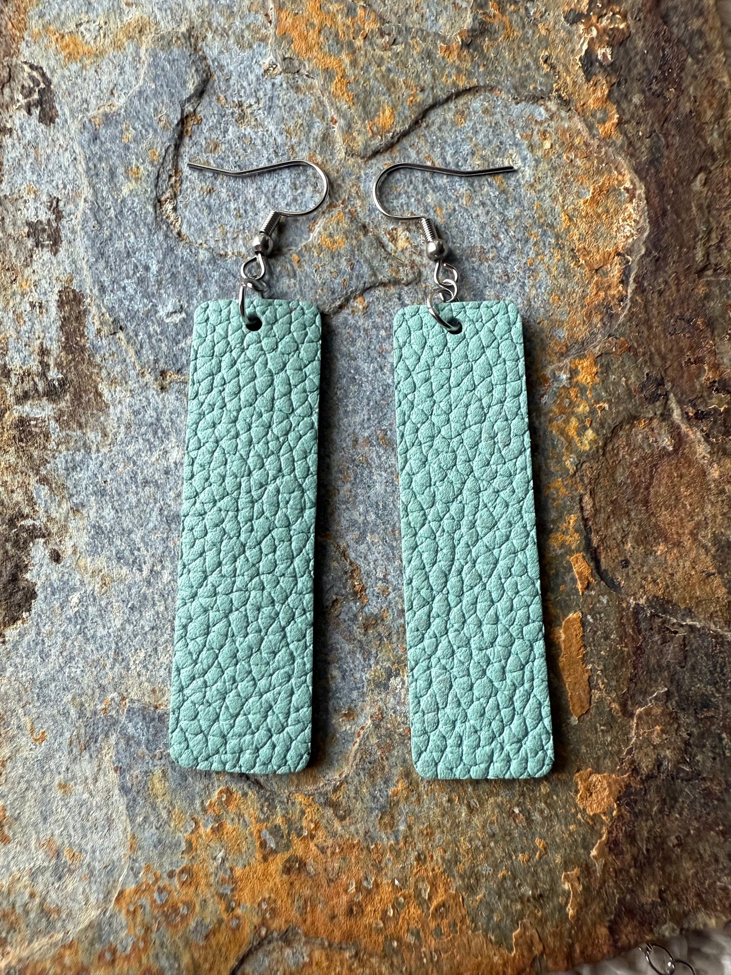 Leather Medium Bar Earrings