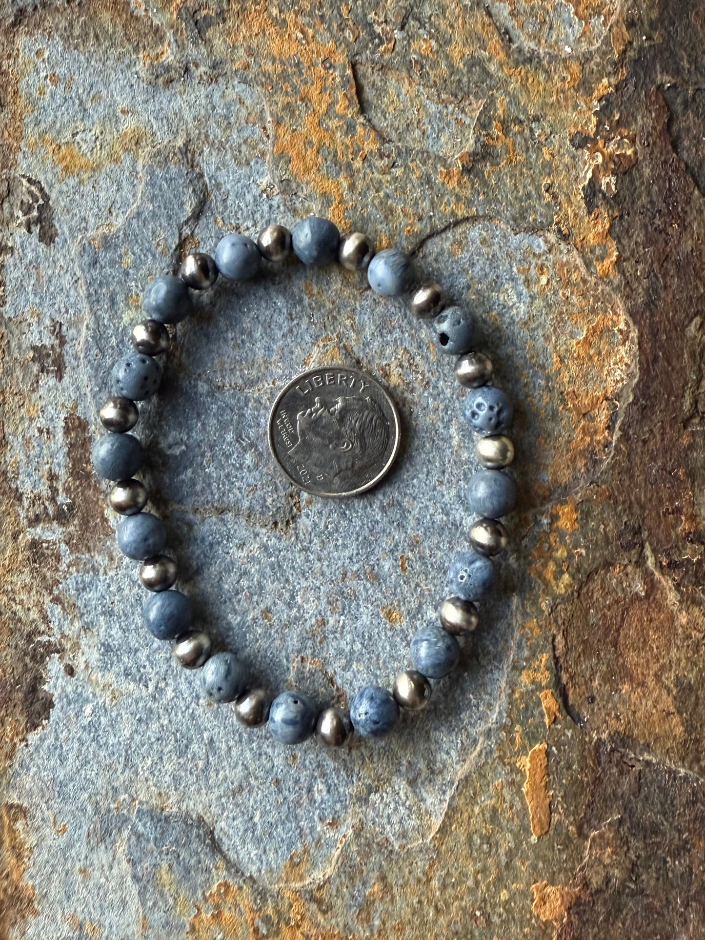 Blue Sponge Coral Pearl Bracelet