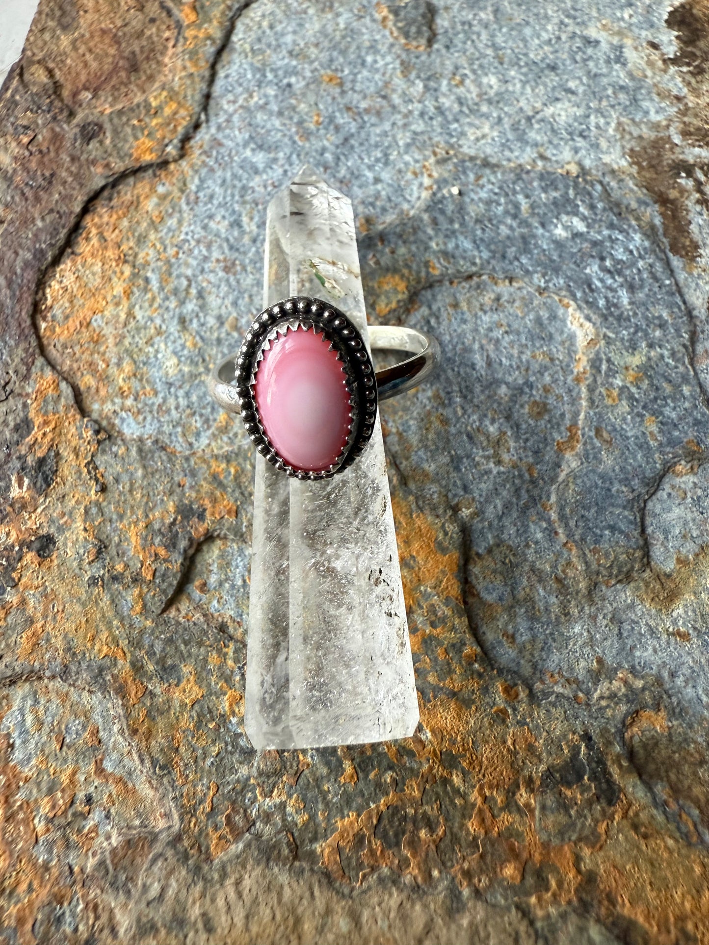 Sterling Silver Pink Conch Shell Ring