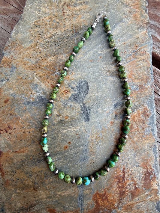 Sonoran Gold Turquoise Sterling Silver Pearl Necklace