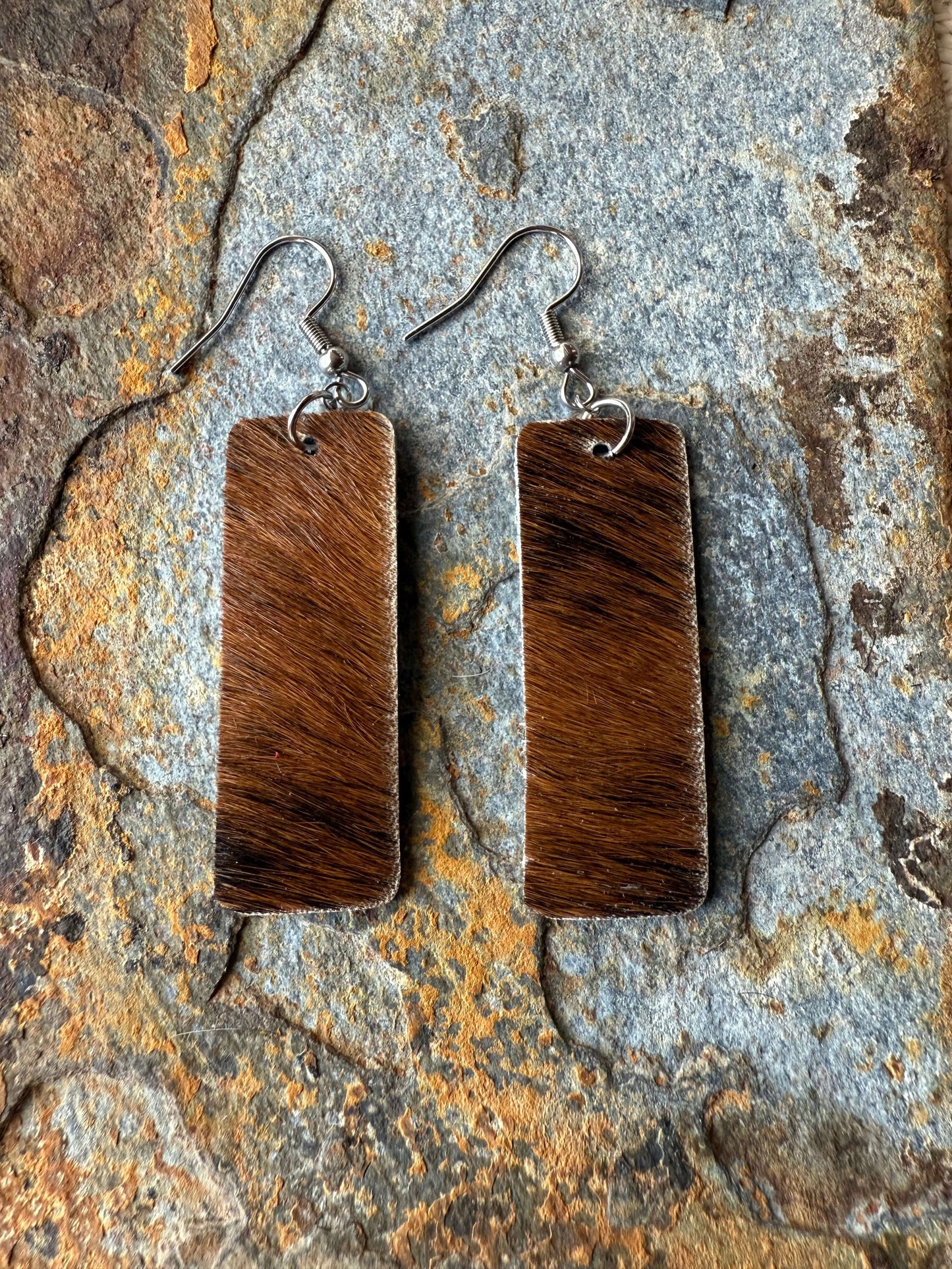Cowhide Small Bar Earrings