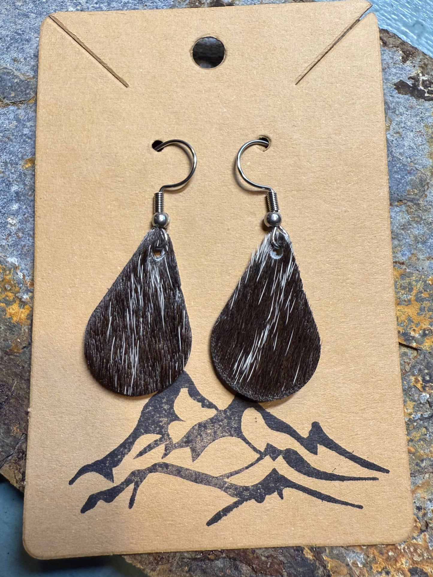 Cowhide Teardrop Earrings