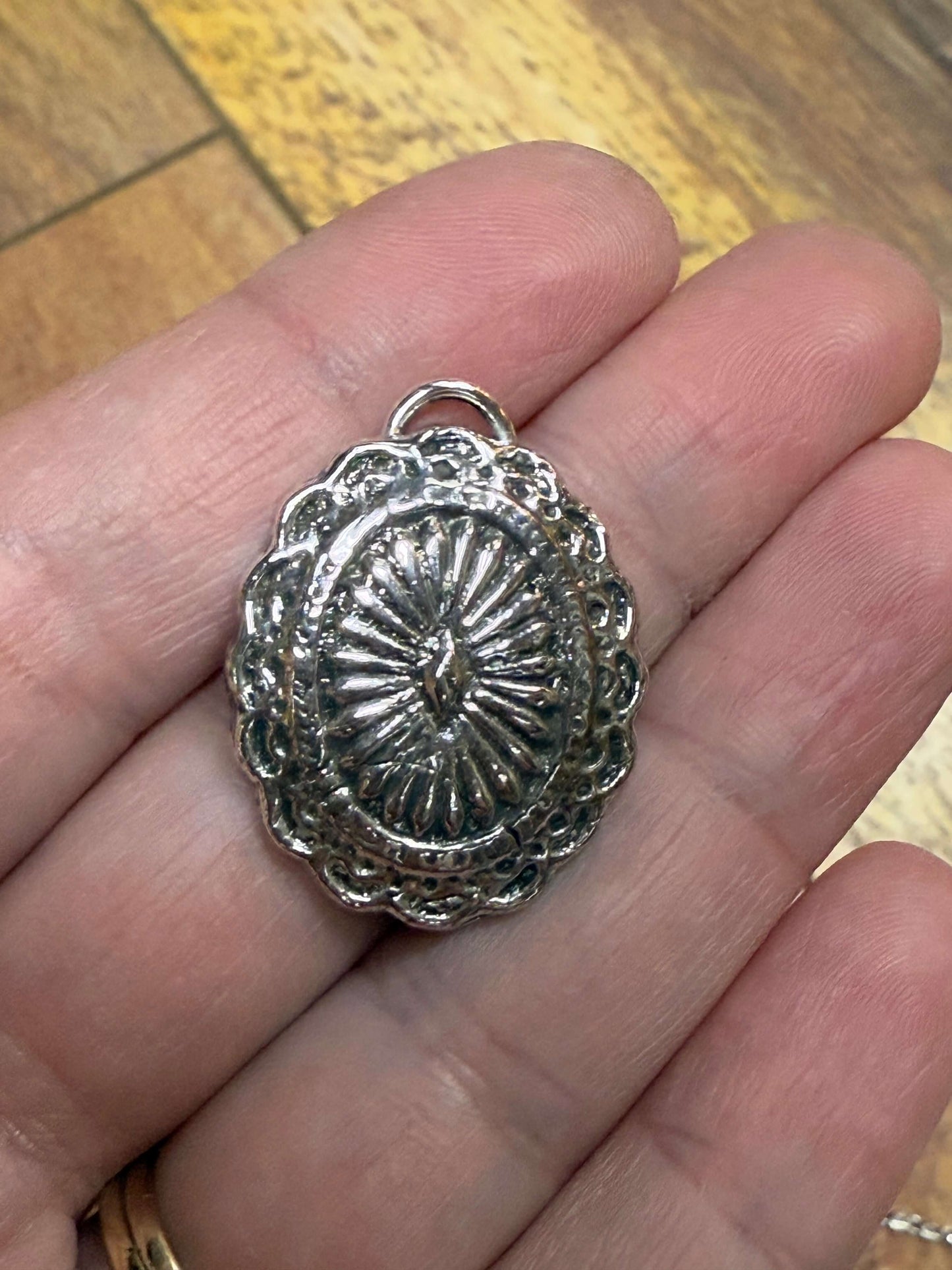 Handmade Fine Silver Western Concho Pendant