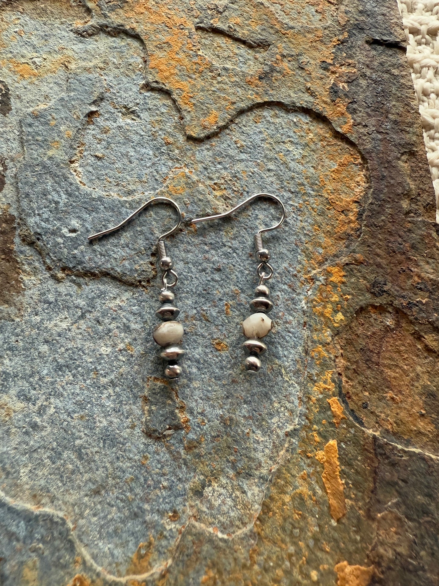 Sterling Silver Pearl & White Buffalo Earrings