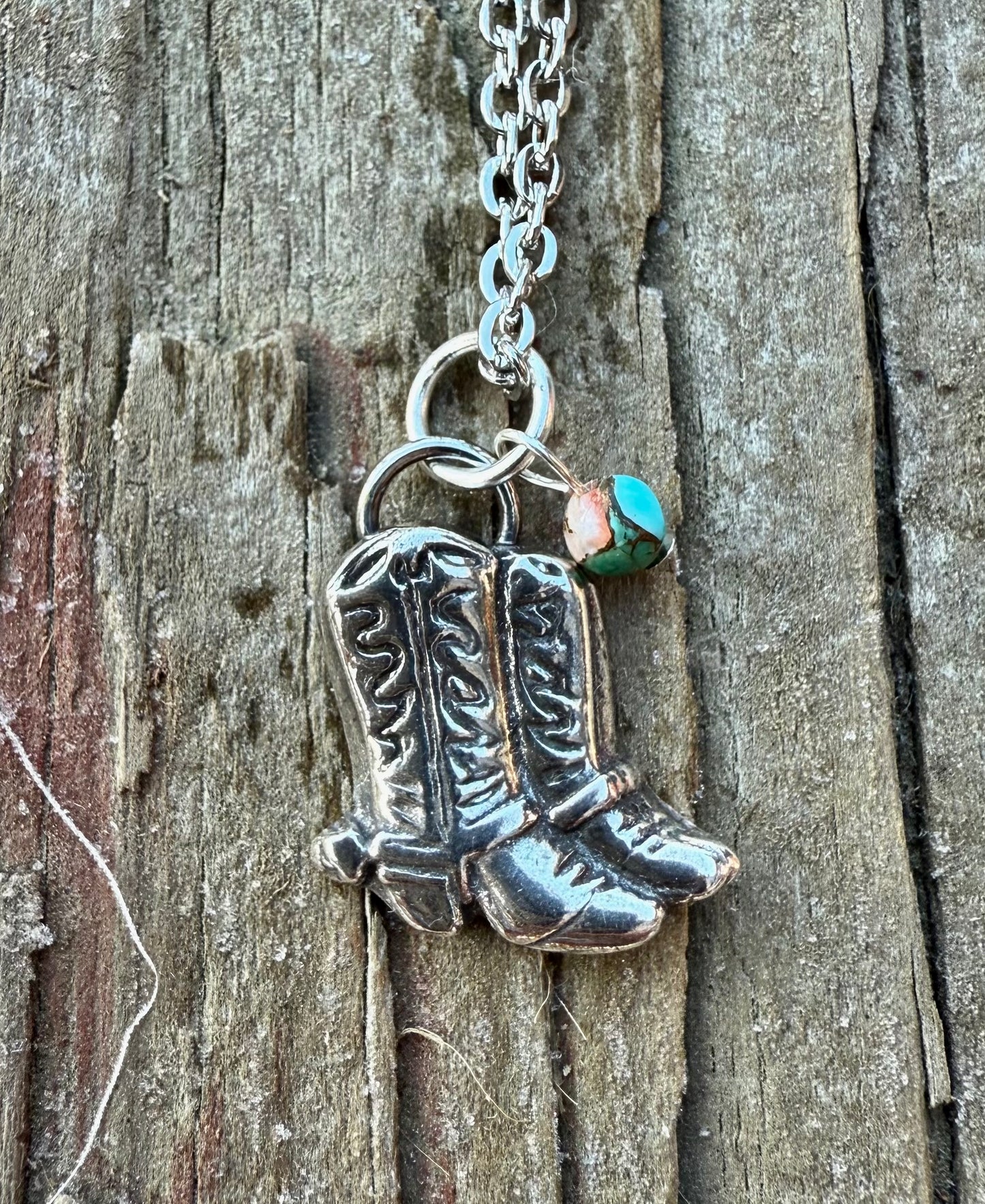 Silver Western Cowboy Boots Pendant