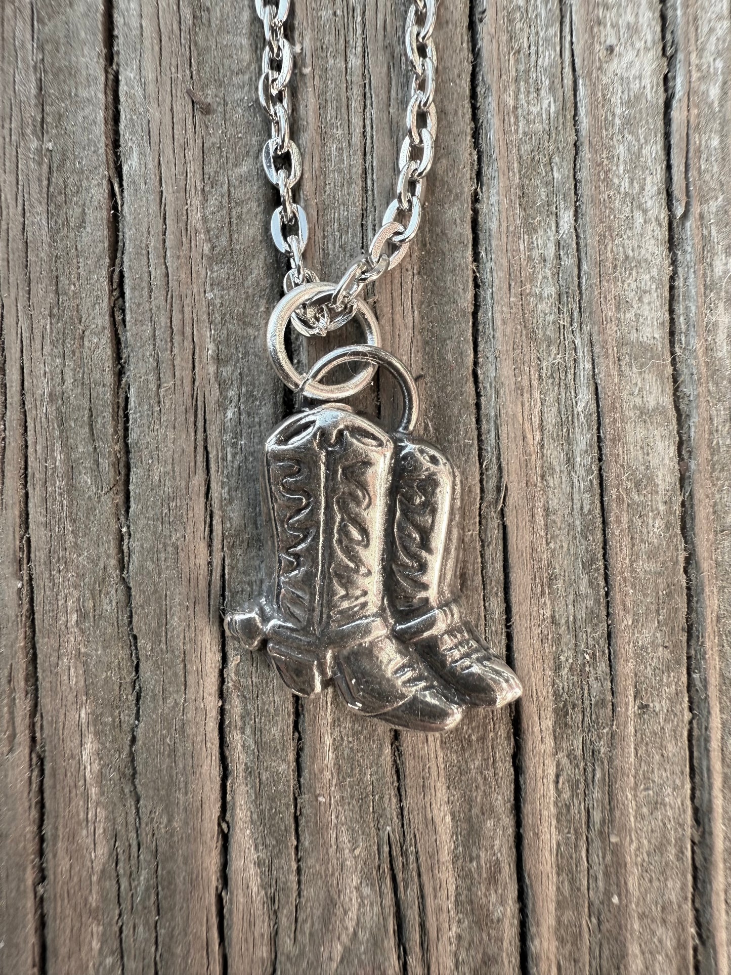 Silver Western Cowboy Boots Pendant