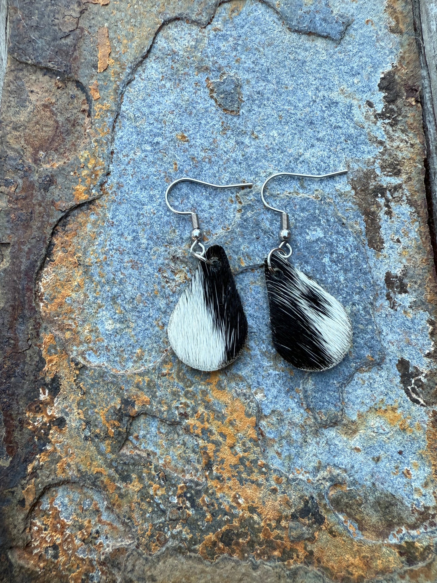 Cowhide Teardrop Earrings