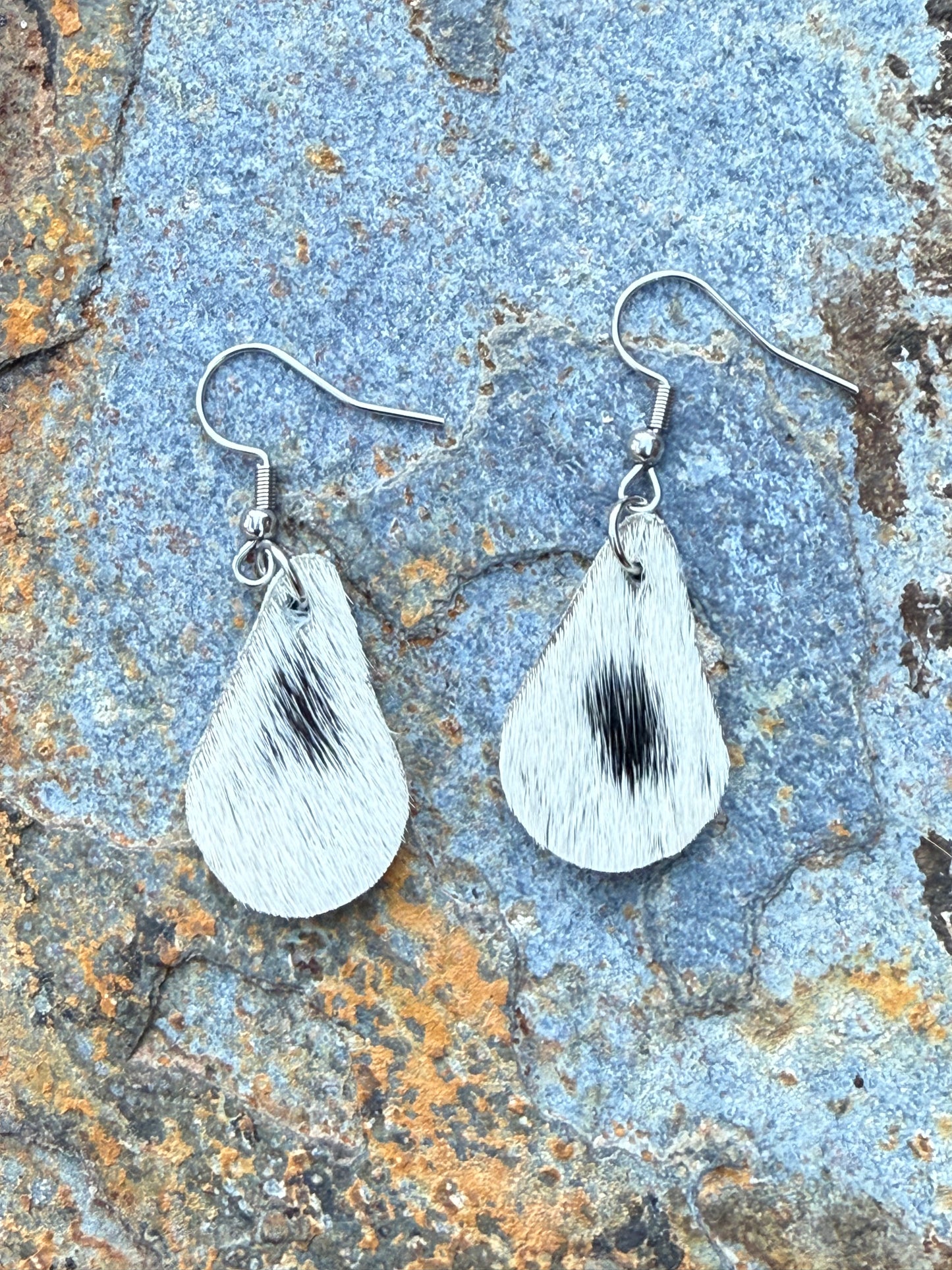 Cowhide Teardrop Earrings