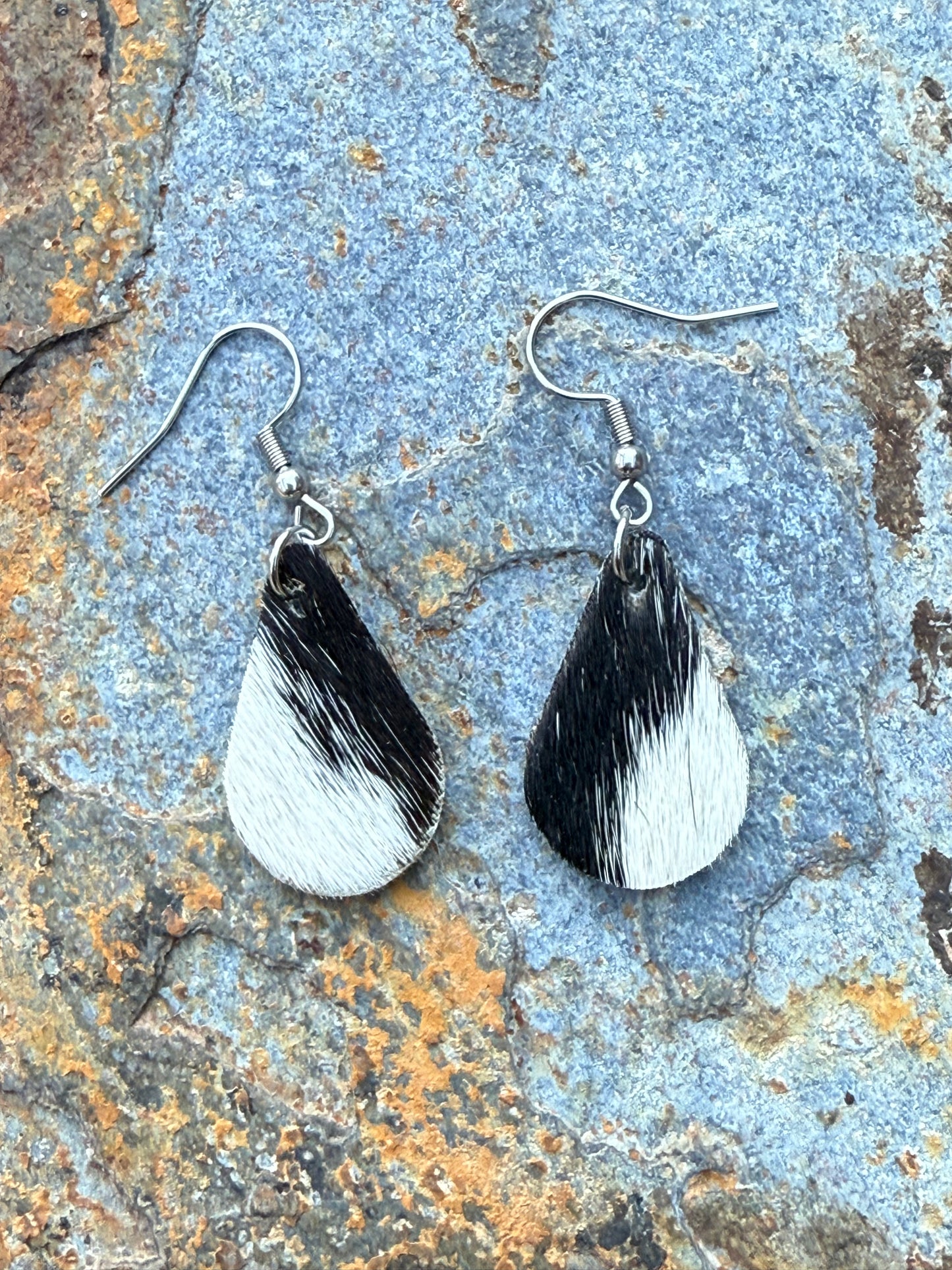 Cowhide Teardrop Earrings