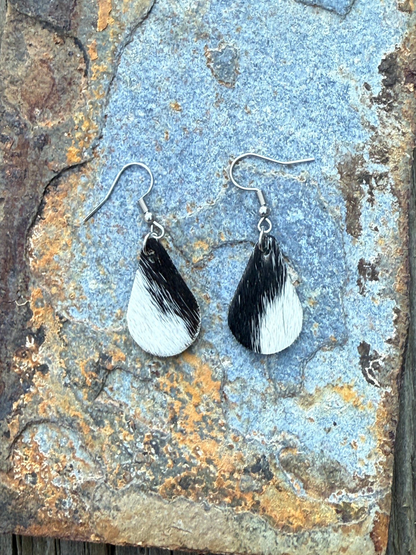 Cowhide Teardrop Earrings