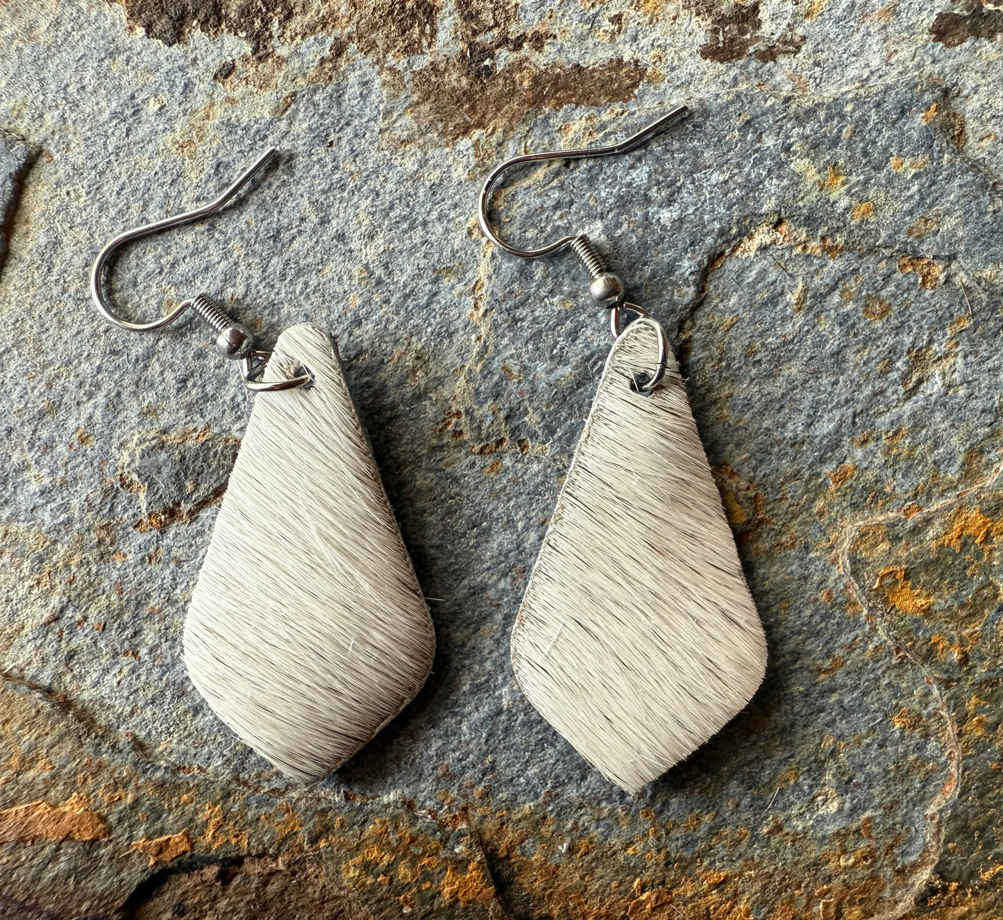Cowhide Pointed Teardrop Earrings