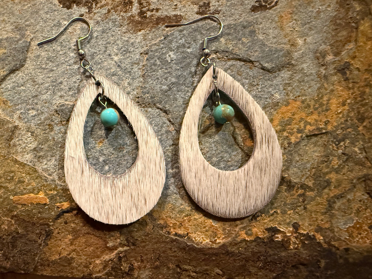 Cowhide Large Open Teardrop Earrings