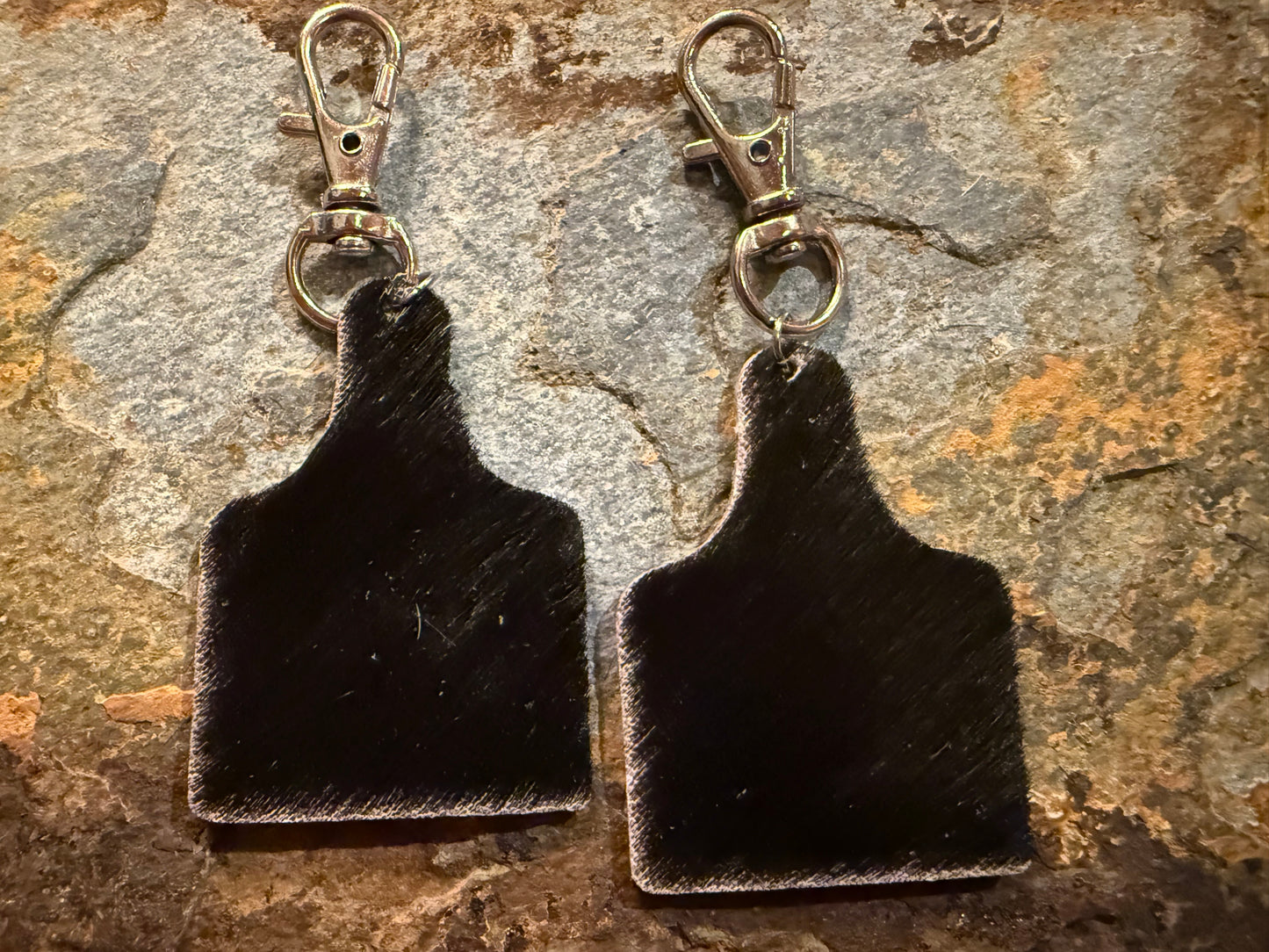 Cowhide Cow Tag Keychain