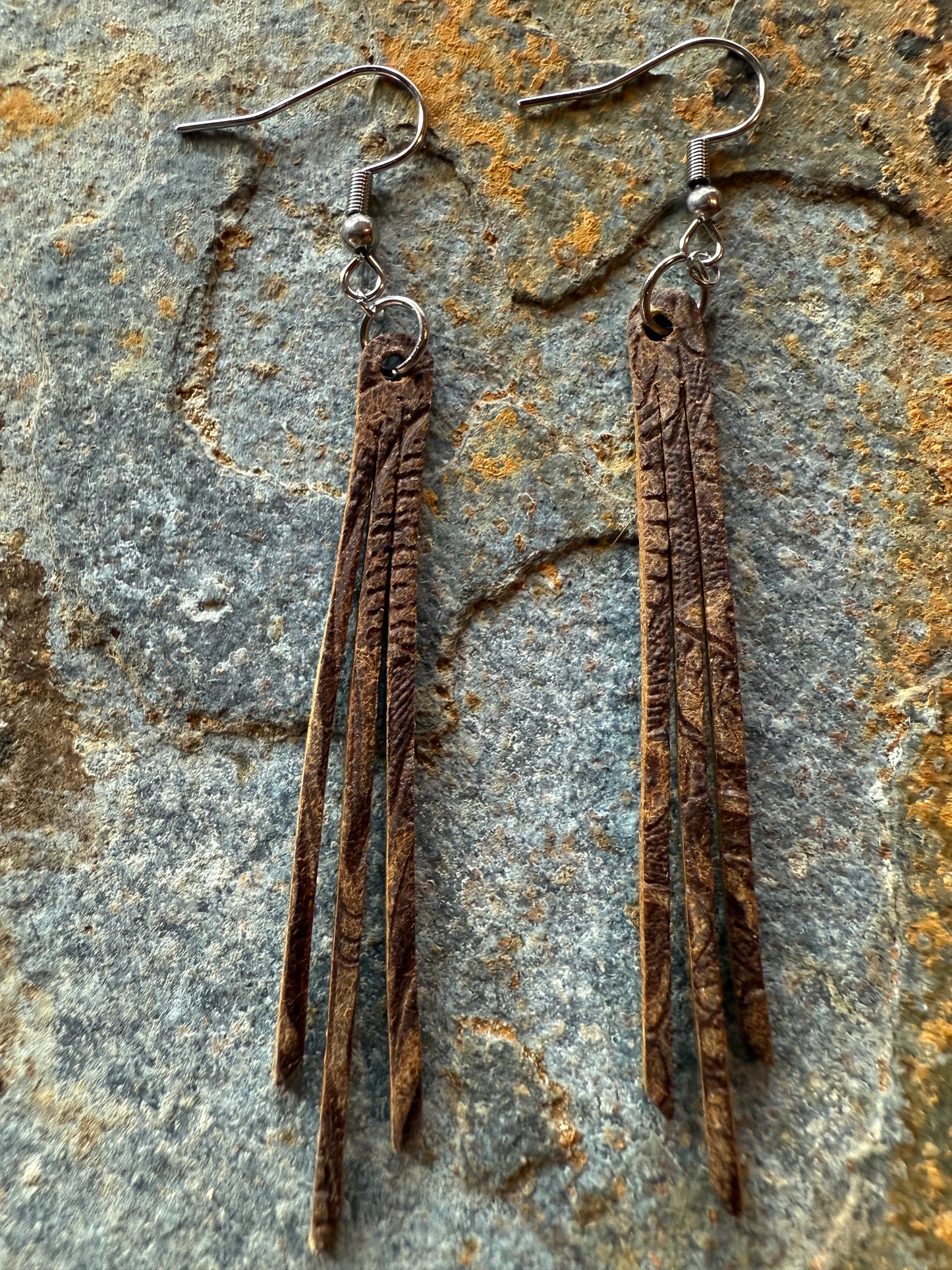 Leather Tiny Fringe Earrings