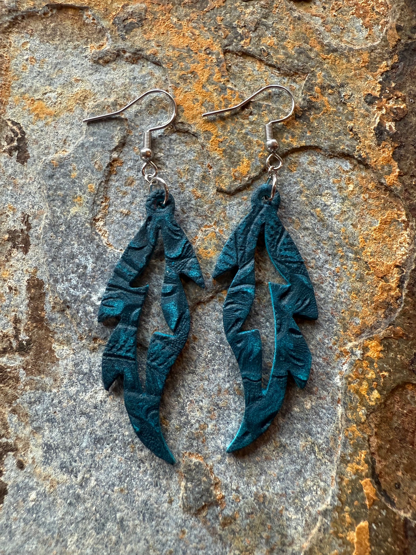 Feather Shaped Leather Earrings