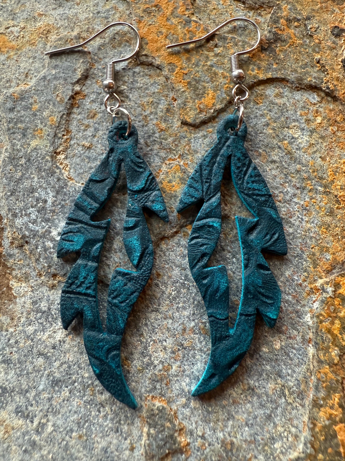 Feather Shaped Leather Earrings