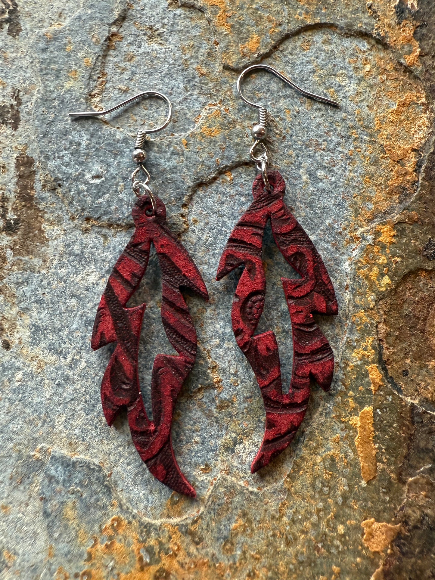 Feather Shaped Leather Earrings