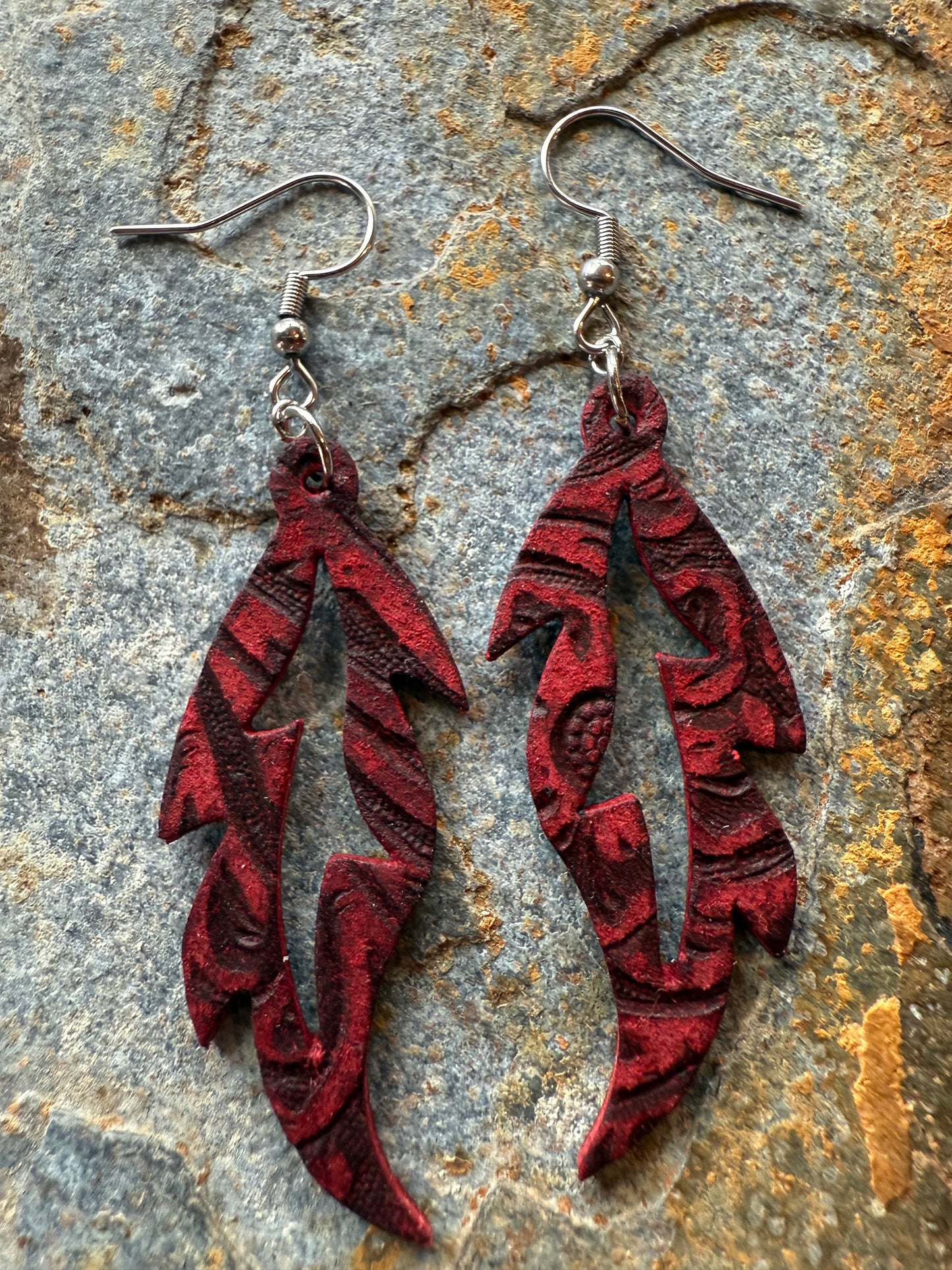 Feather Shaped Leather Earrings