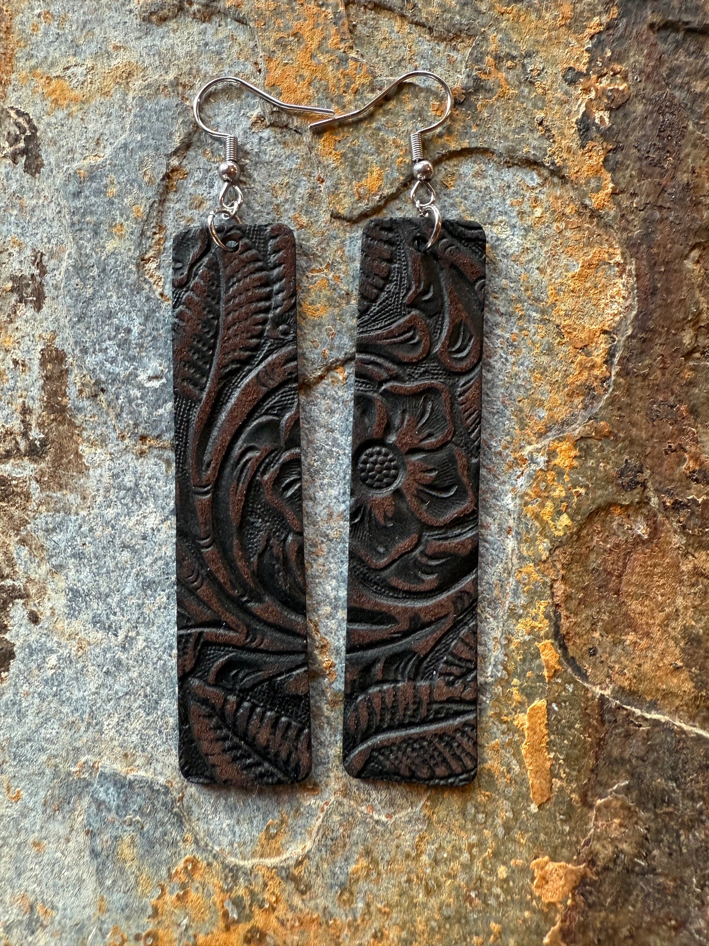 Leather Medium Bar Earrings