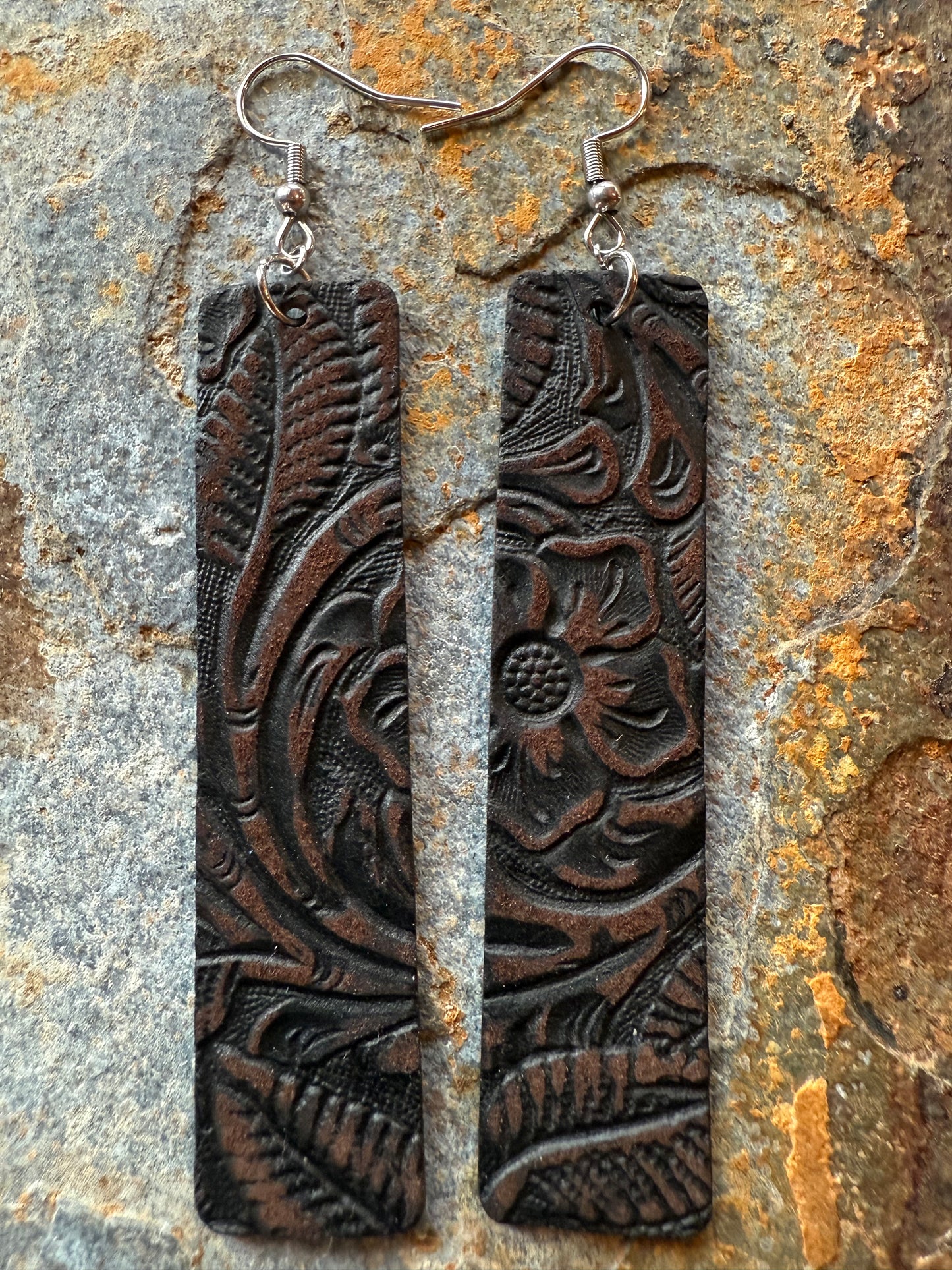 Leather Large Bar Earrings