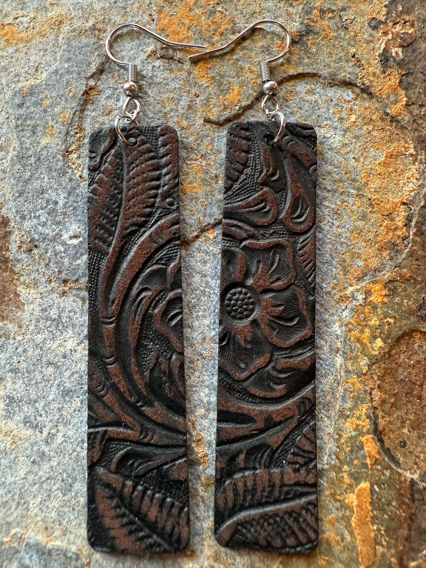 Leather Large Bar Earrings
