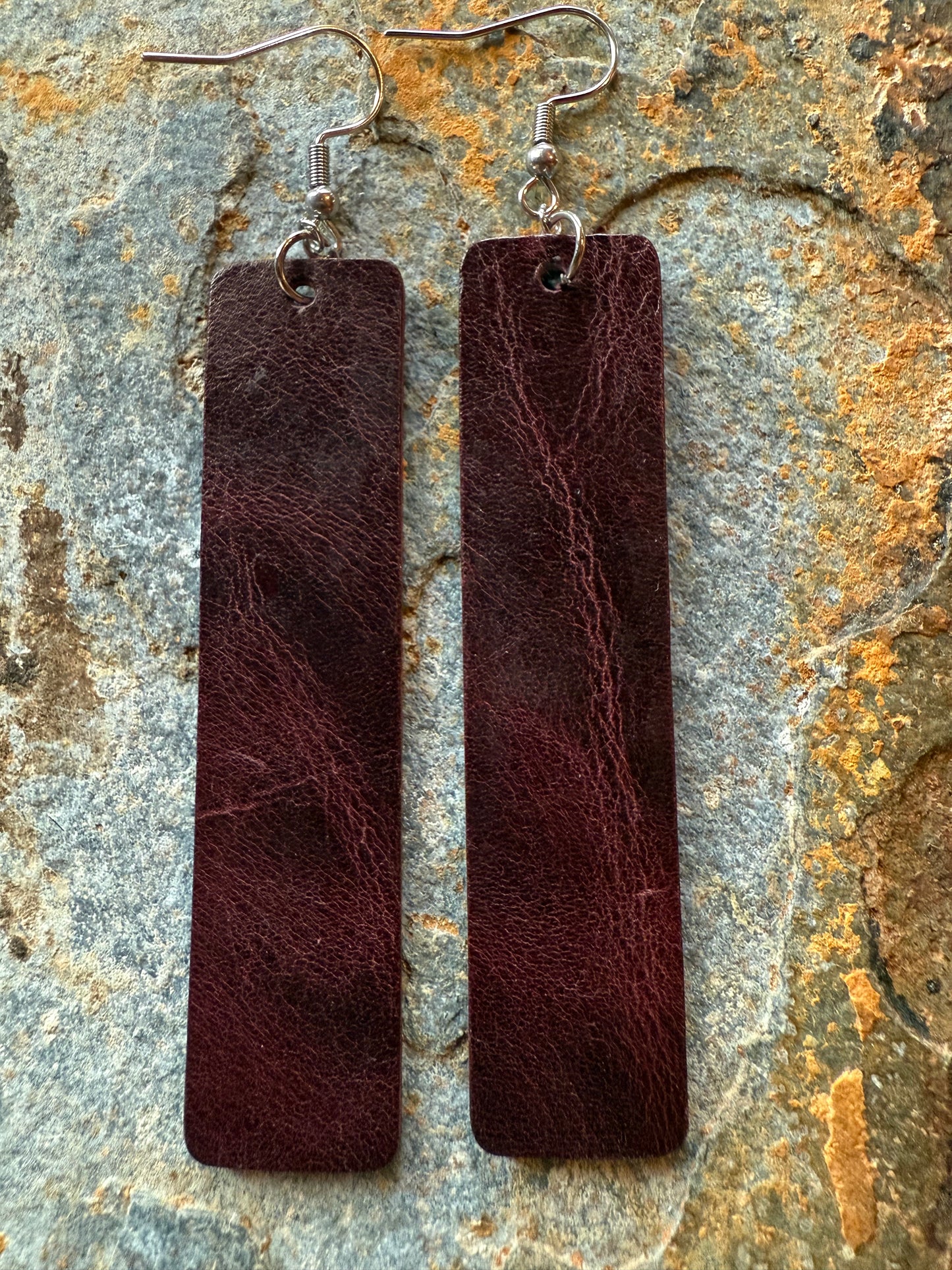 Leather Medium Bar Earrings