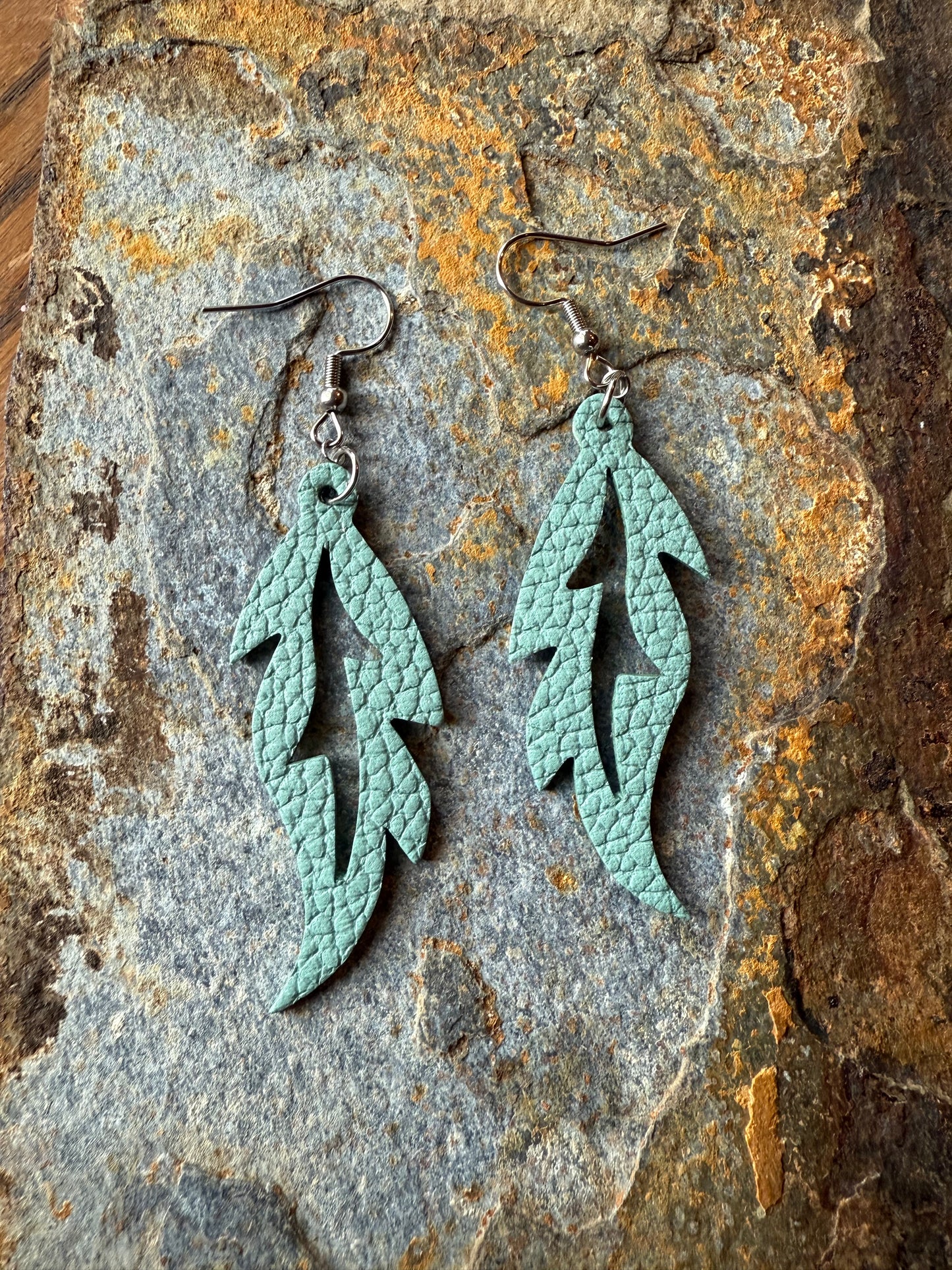 Feather Shaped Leather Earrings