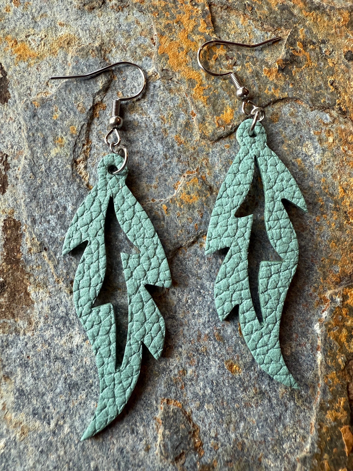 Feather Shaped Leather Earrings
