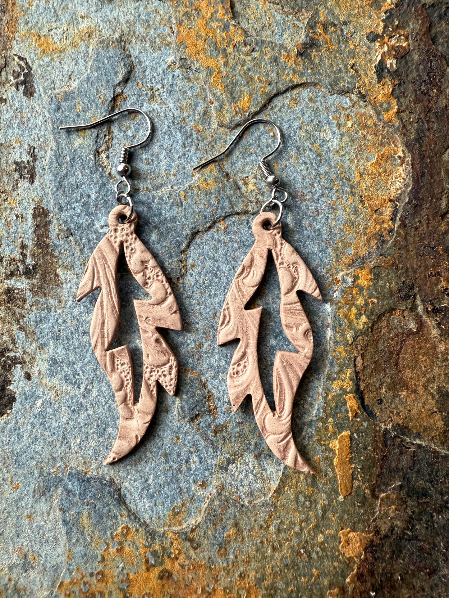 Feather Shaped Leather Earrings