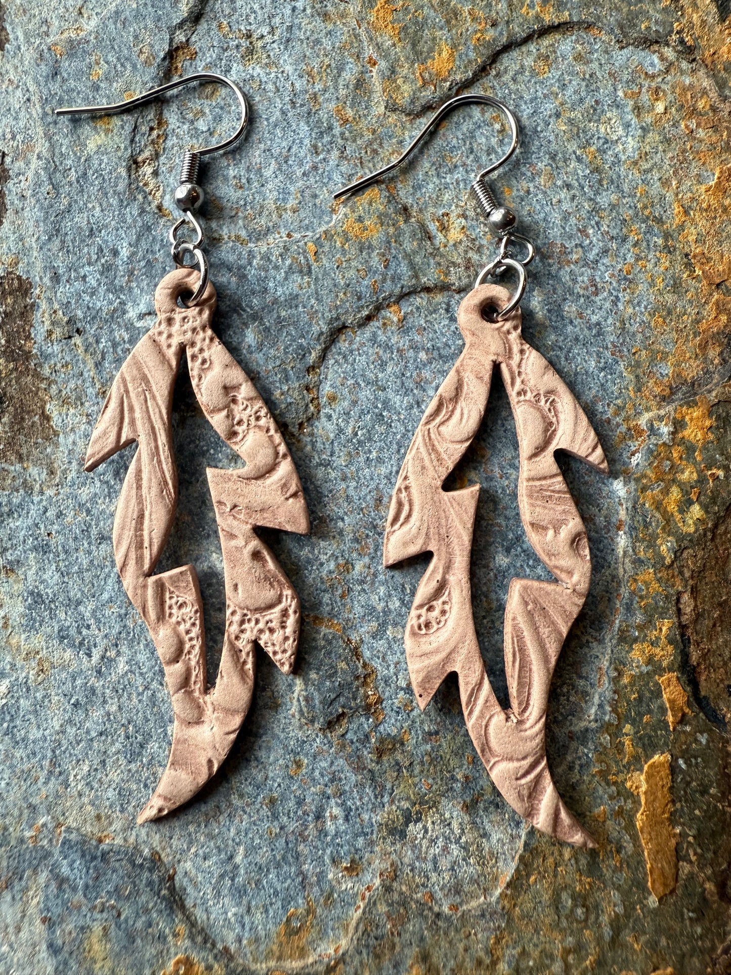 Feather Shaped Leather Earrings