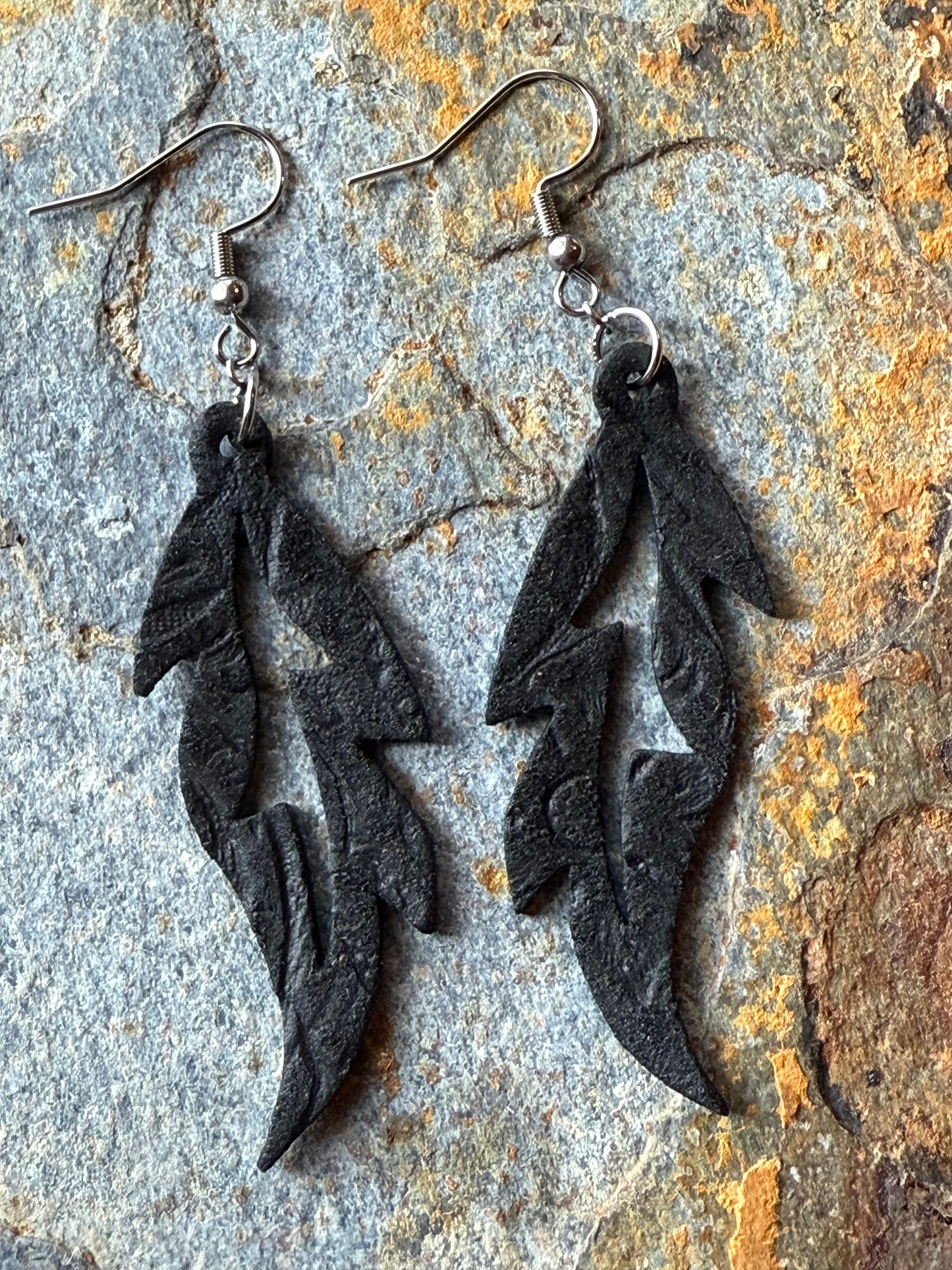 Feather Shaped Leather Earrings