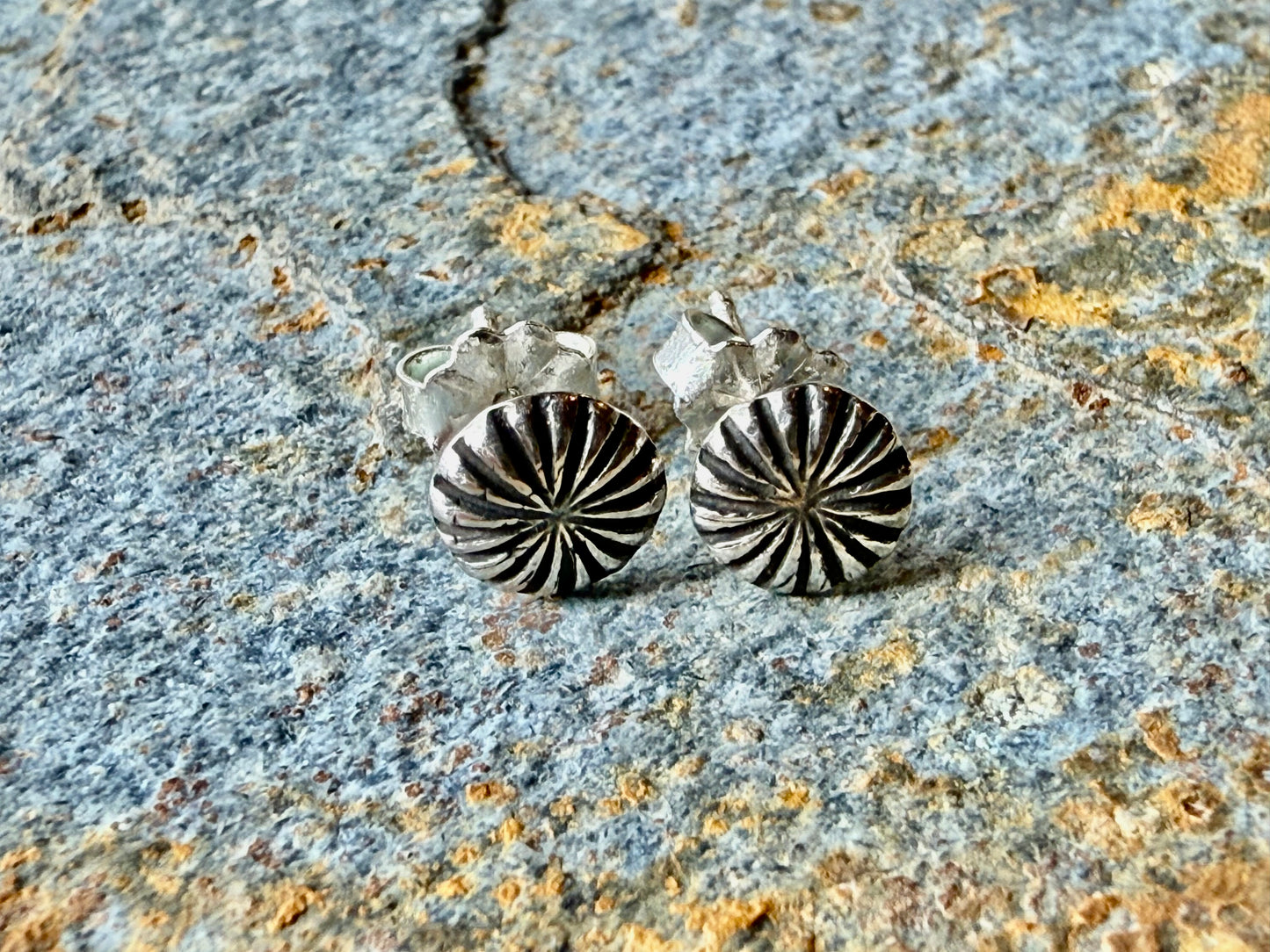 Silver Mini Concho Post Earrings