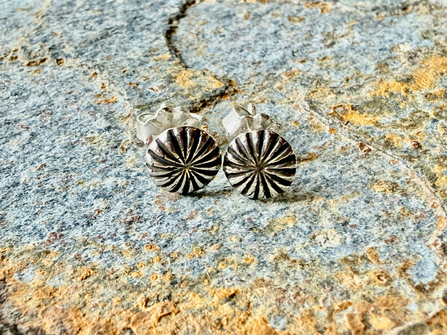 Silver Mini Concho Post Earrings
