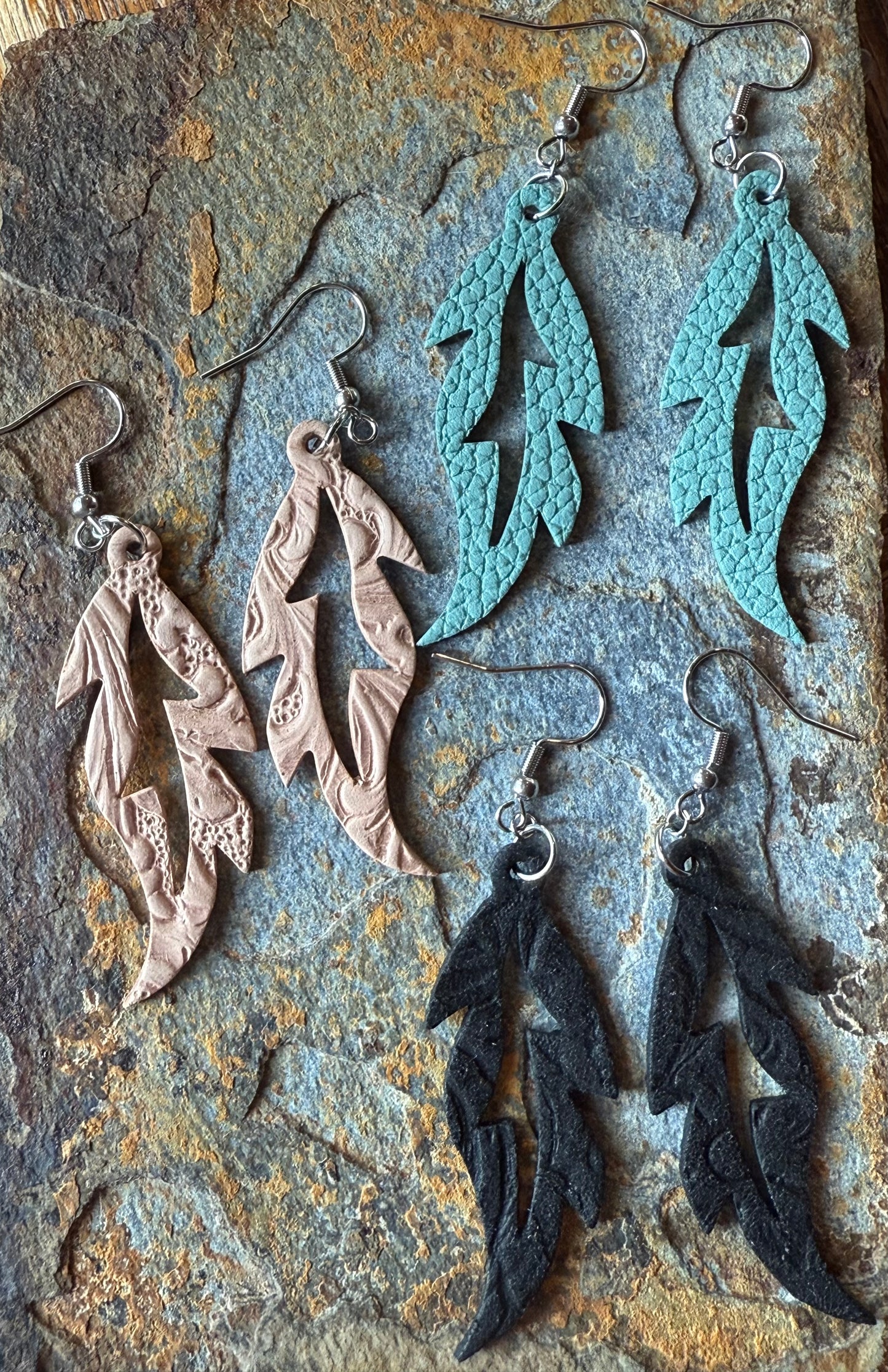 Feather Shaped Leather Earrings