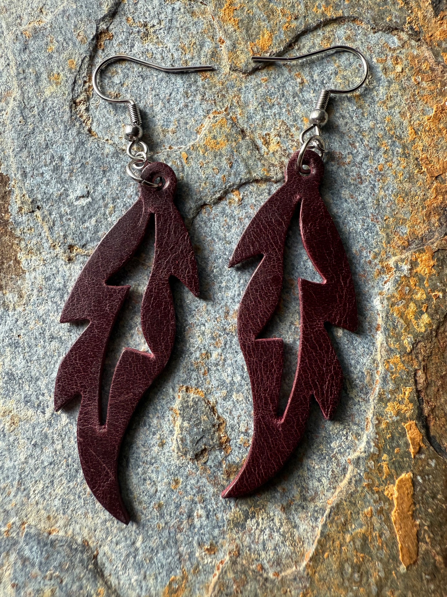 Feather Shaped Leather Earrings