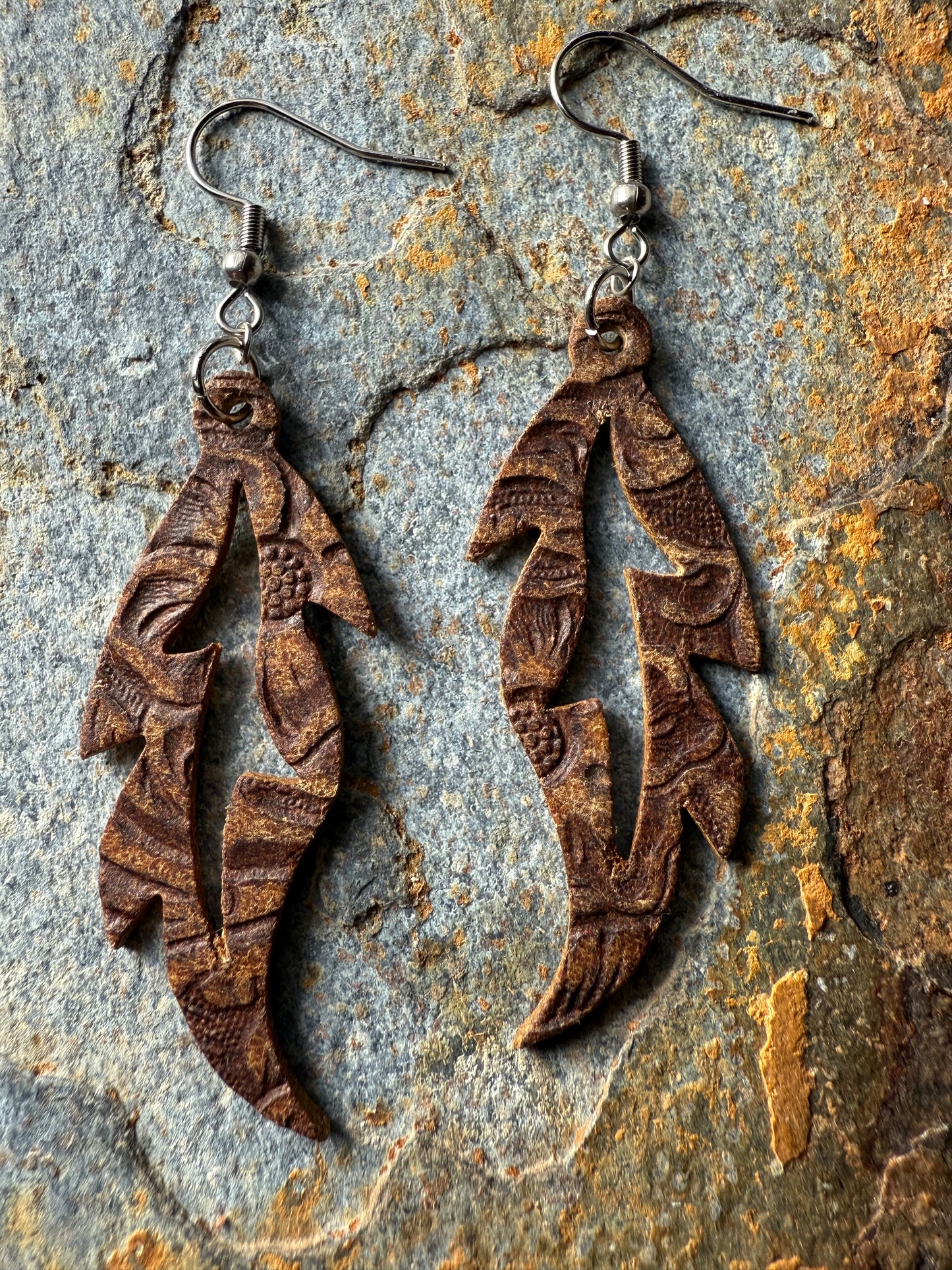 Feather Shaped Leather Earrings
