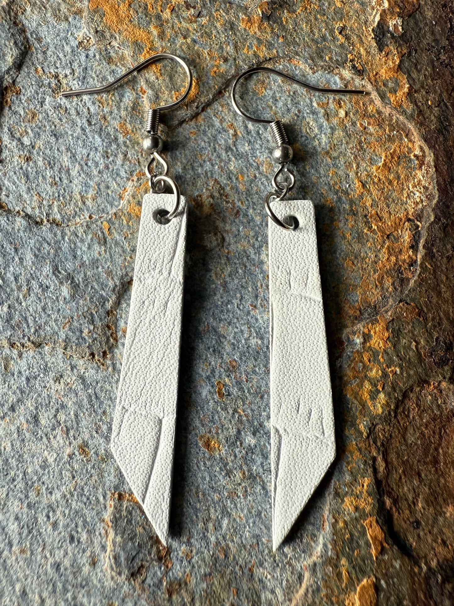 Leather Pointed Bar Earrings