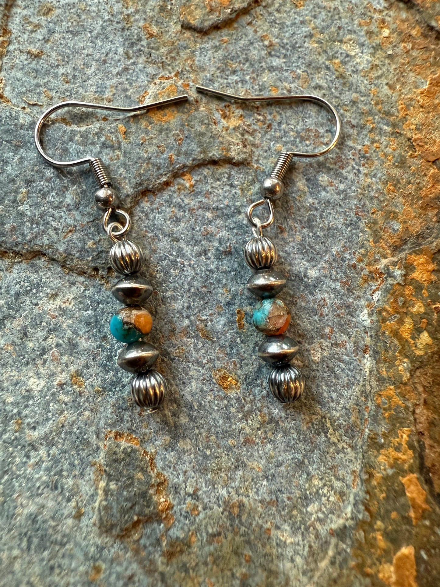 Sterling Silver Pearls & Spiny Oyster Earrings