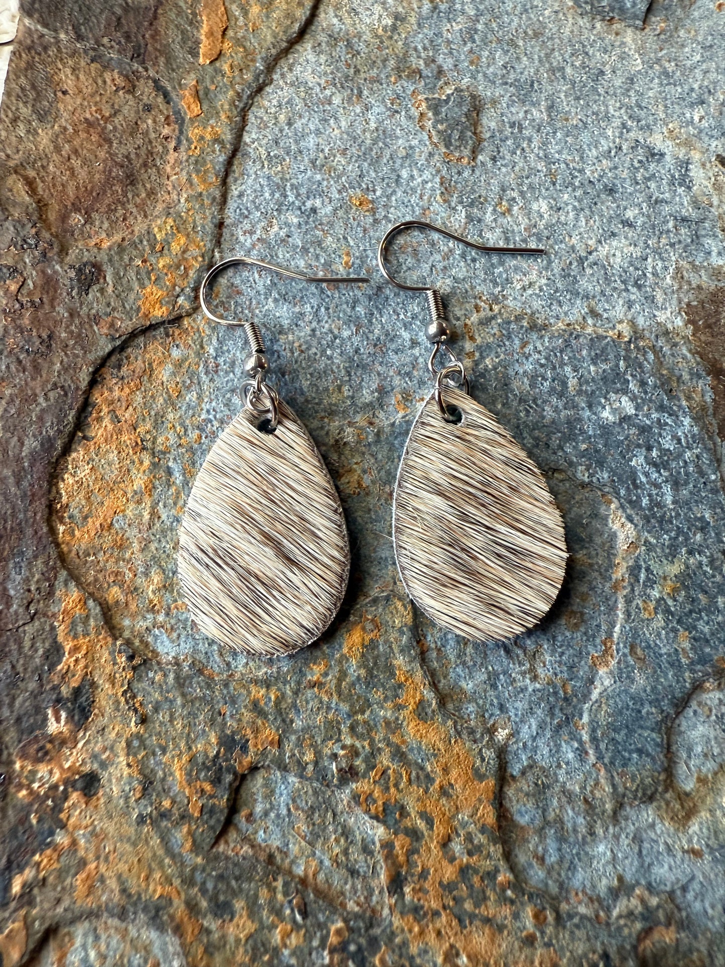 Cowhide Small Tear Drop Earrings