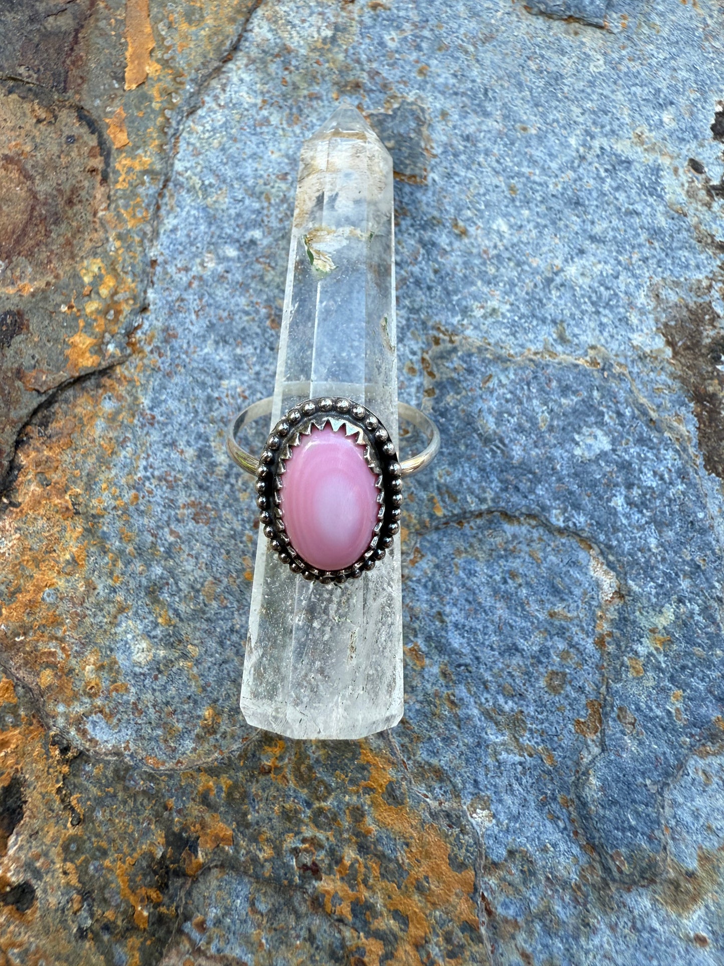 Sterling Silver Pink Conch Shell Ring