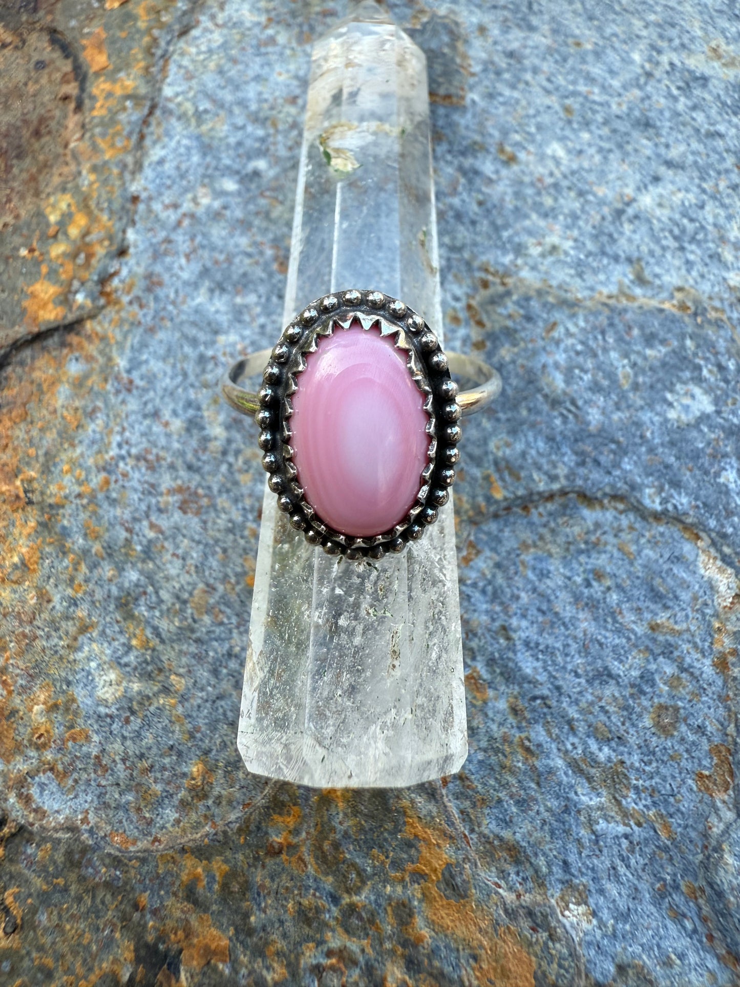 Sterling Silver Pink Conch Shell Ring