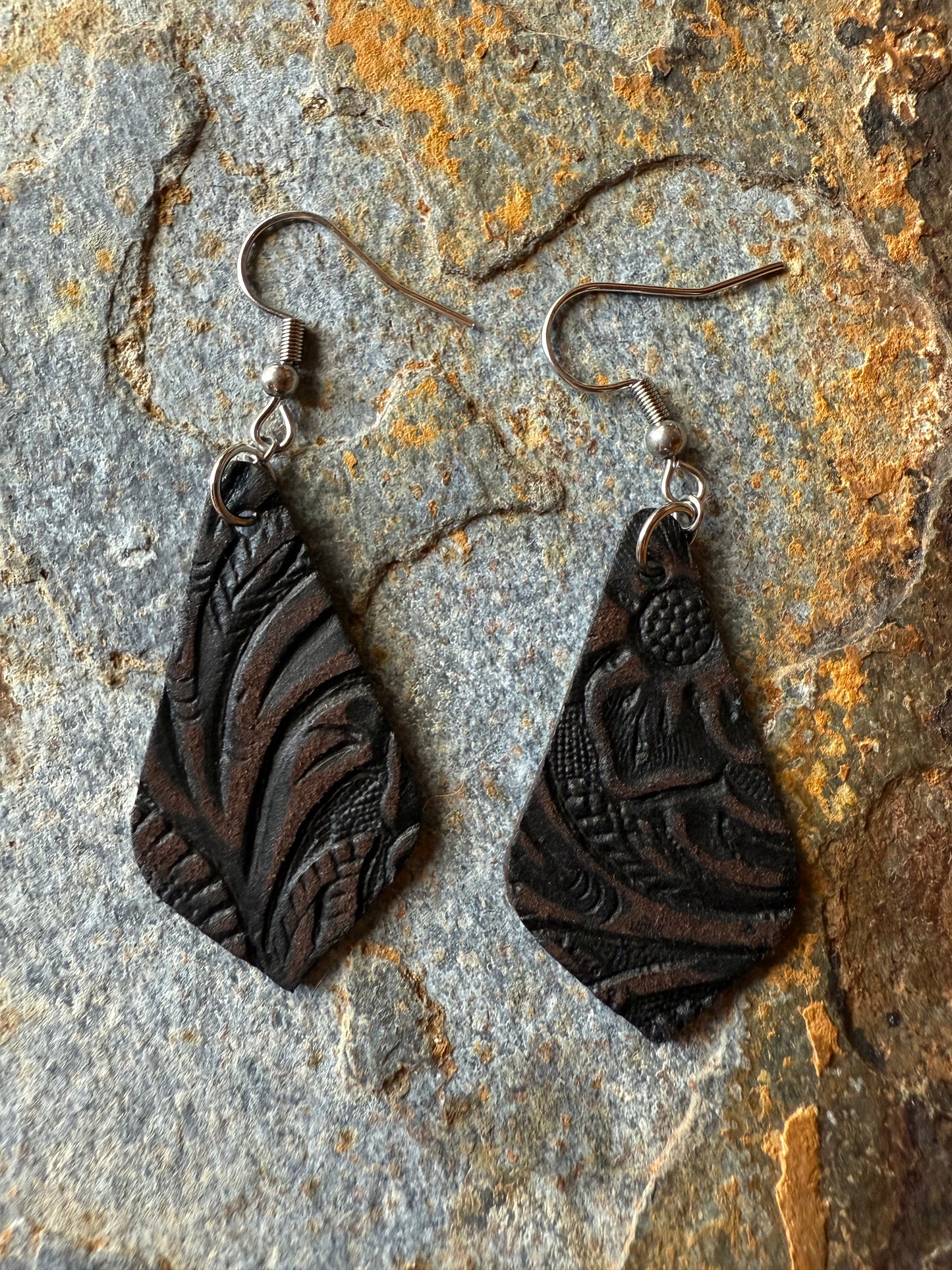 Leather Pointed Teardrop Earrings
