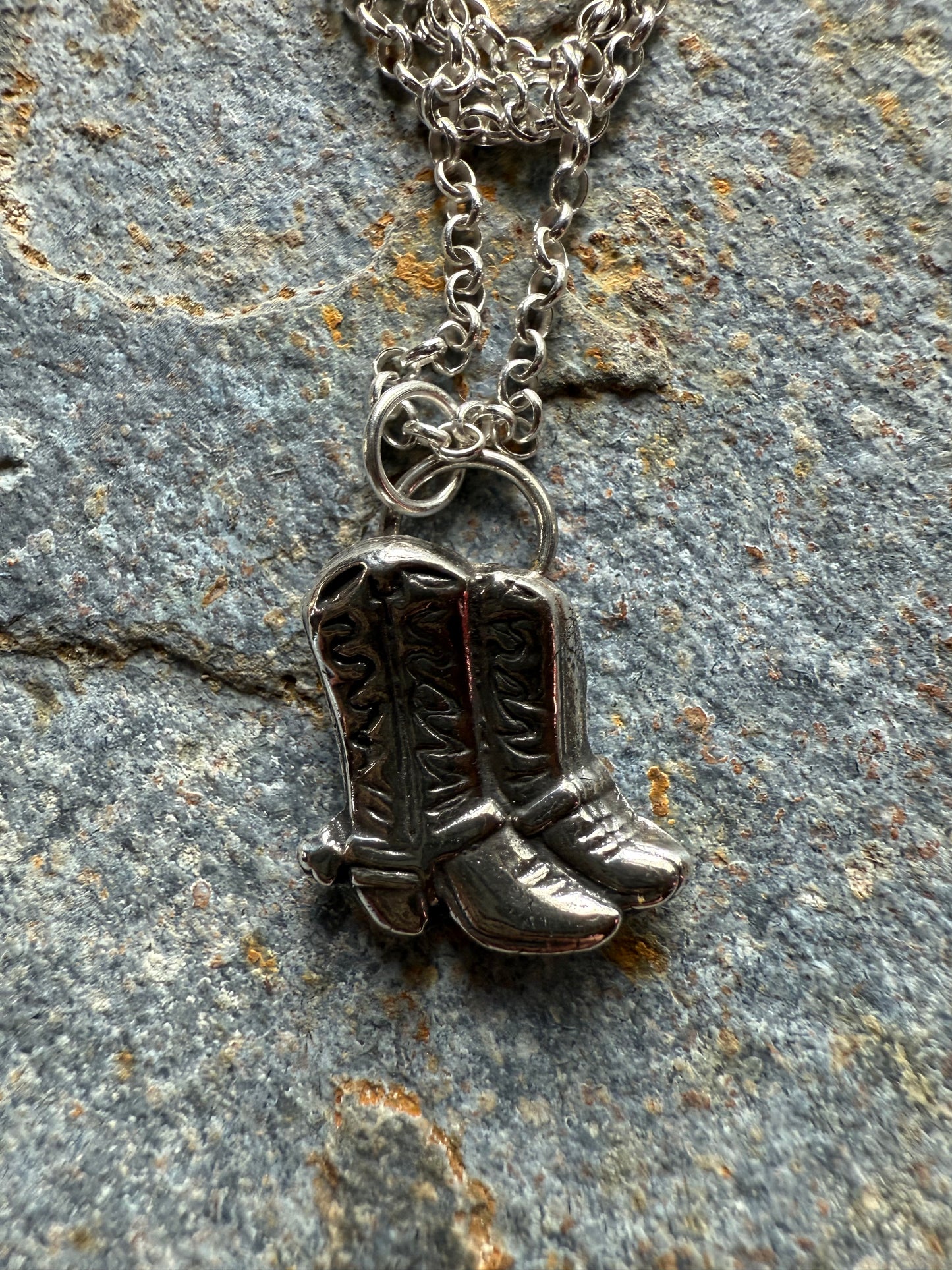 Silver Western Cowboy Boots Pendant