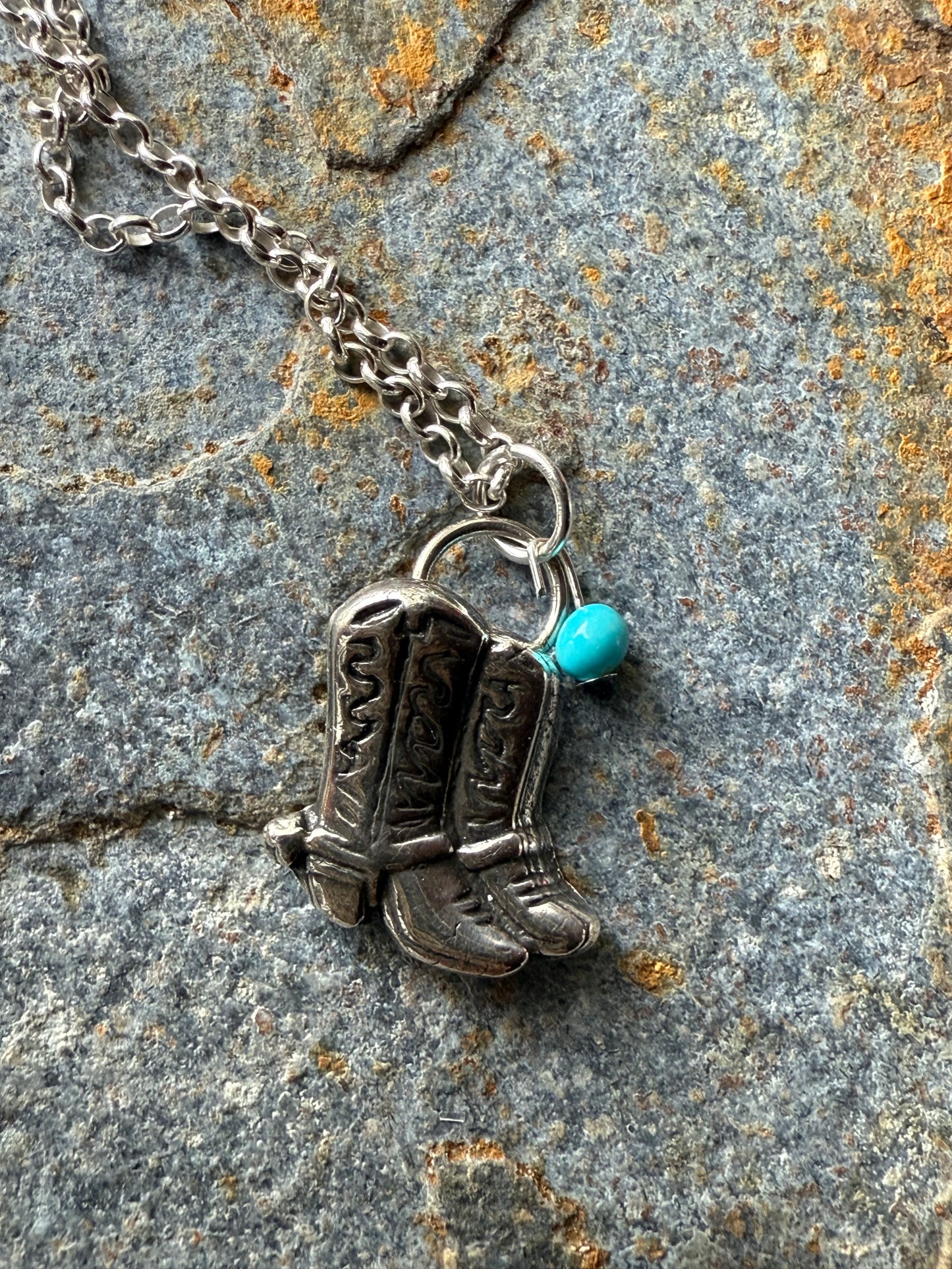 Silver Western Cowboy Boots Pendant