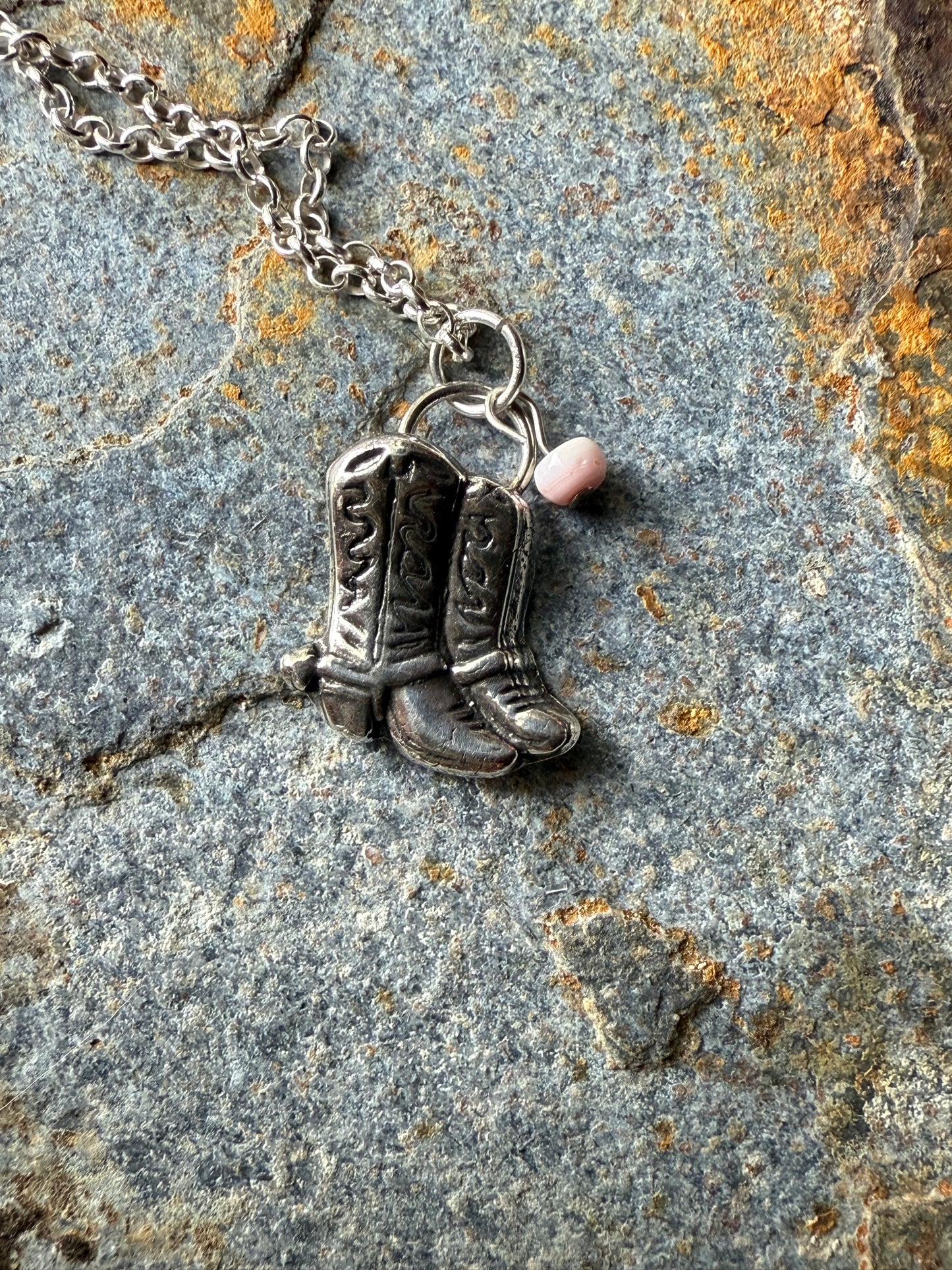 Silver Western Cowboy Boots Pendant